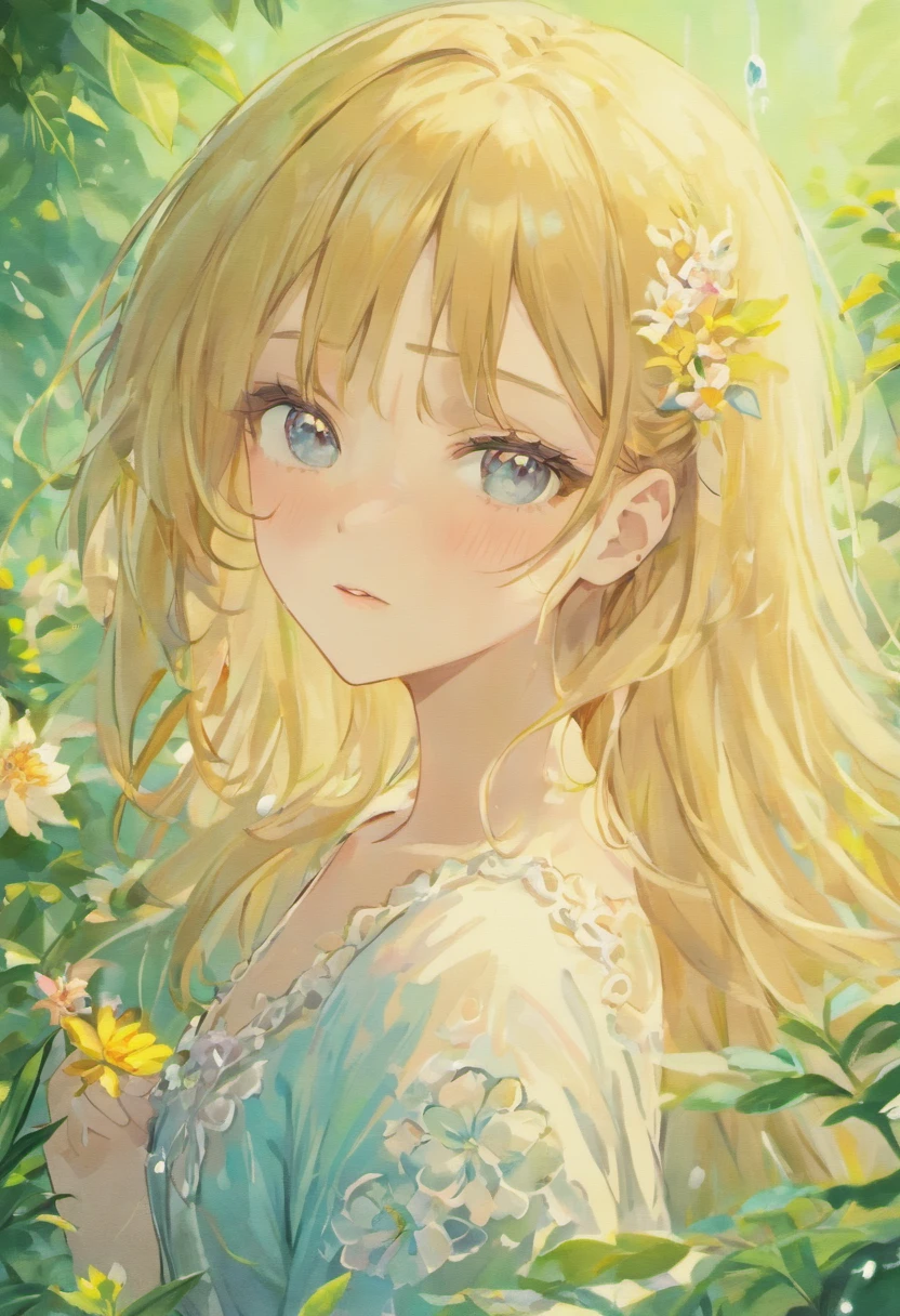 (best quality,4k,8k,highres,masterpiece:1.2),ultra-detailed,(realistic,photorealistic,photo-realistic:1.37),beautiful detailed eyes,beautiful detailed lips,extremely detailed eyes and face,longeyelashes,1girl,oil painting,garden,summer dress,confident smile,soft sunlight,peaceful atmosphere,vibrant colors,elegant posture,subtle makeup,shimmering hair,serene expression,lovely freckles,natural beauty,endless beauty,pink blush,sparkling eyes,piercing gaze,delicate locks,romantic garden setting,ethereal glow,ethereal beauty,gentle breeze,graceful movements,lush greenery,blooming flowers,crystal clear water,blissful moment,timeless beauty,ethereal light+dreamy atmosphere,entrancing charm