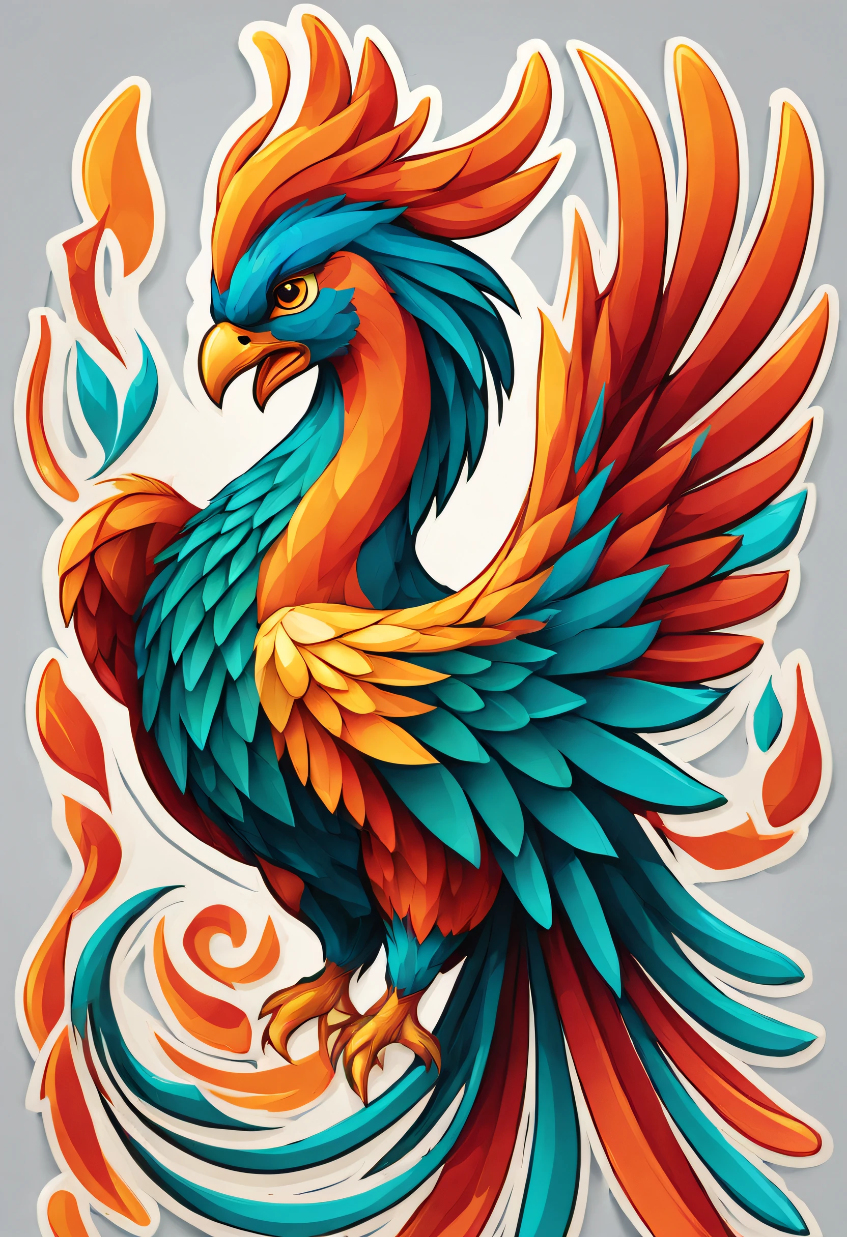 a sticker,1 Phoenix,Geometric pattern background,