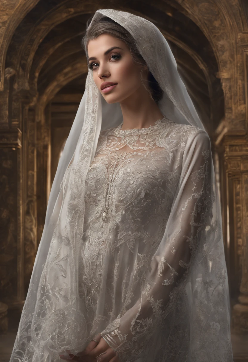 Woman, wearing a see through abaya