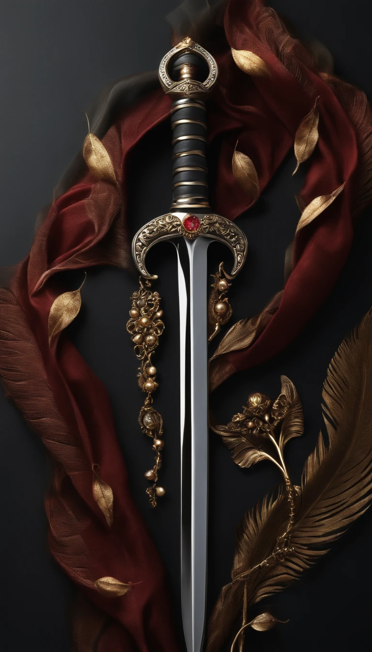 (Destacado、profissional、surreal)、espada detalhada, metal texture, espada longa
