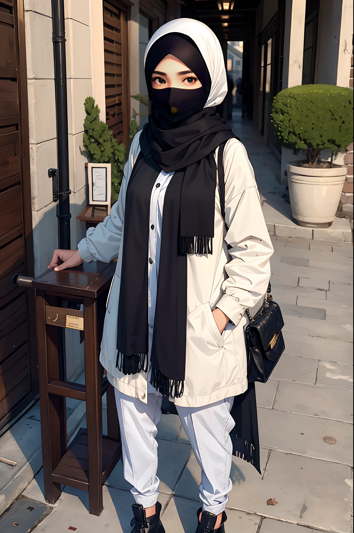 Arafed girl with hijab i a scarf and sunglasses standing in front of a coat rack, very beautiful girl, with precise face, Khyzyl Saleem, She is about 1 6 years old, Faridah Malik, with friendly face, Riyahd Cassiem, Image of very very very low quality, Cute beautiful, Young Himalayan woman, Beautiful face, Detailed image, full body, brunette, niqab