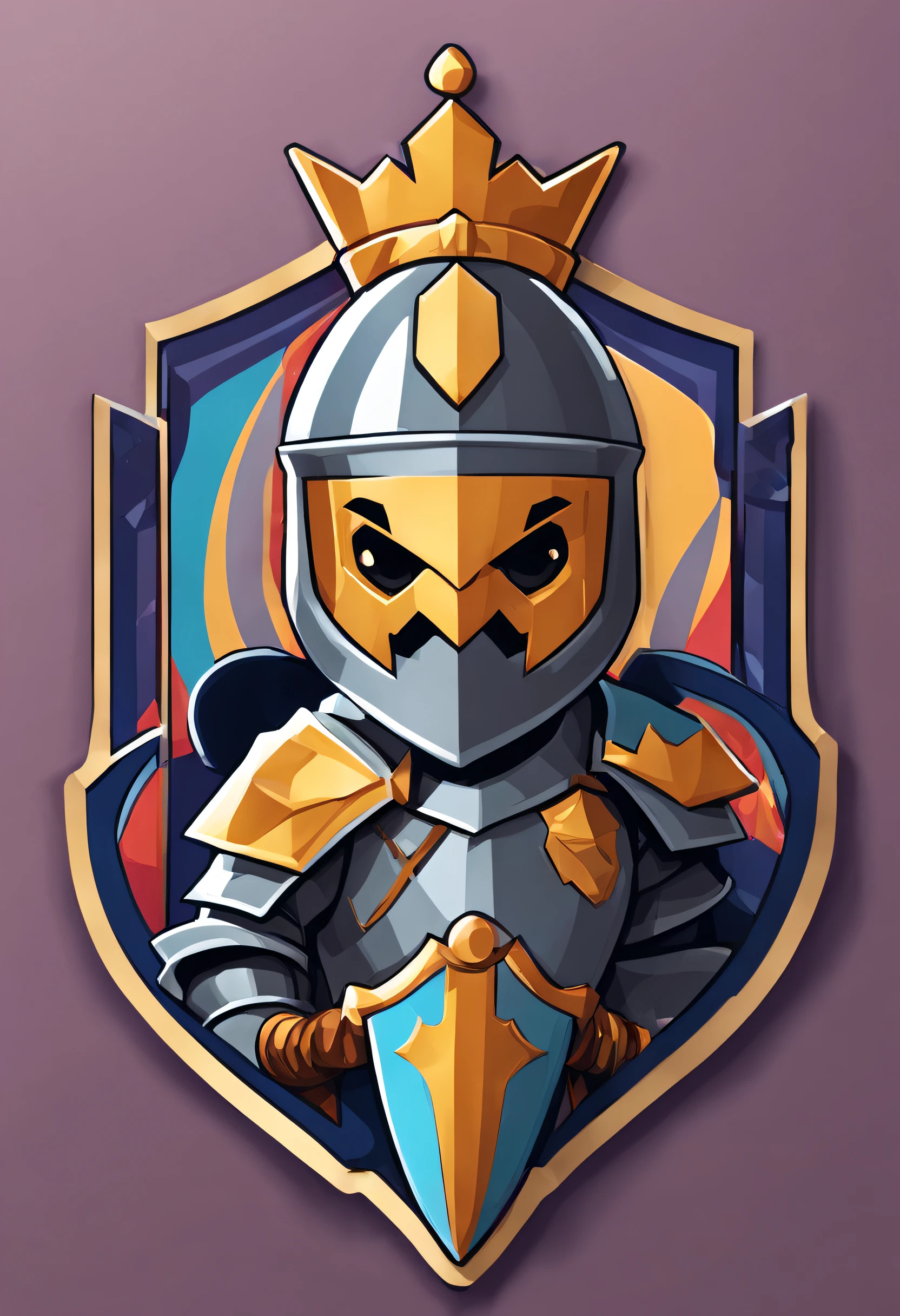 In Sticker style、Geometric pattern background,a sticker,1 Knight's Medal,simple backgound,