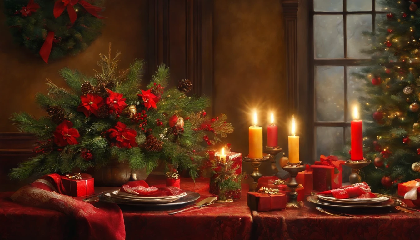 Art Oil Painting, Estilo vintage, Christmas Design.