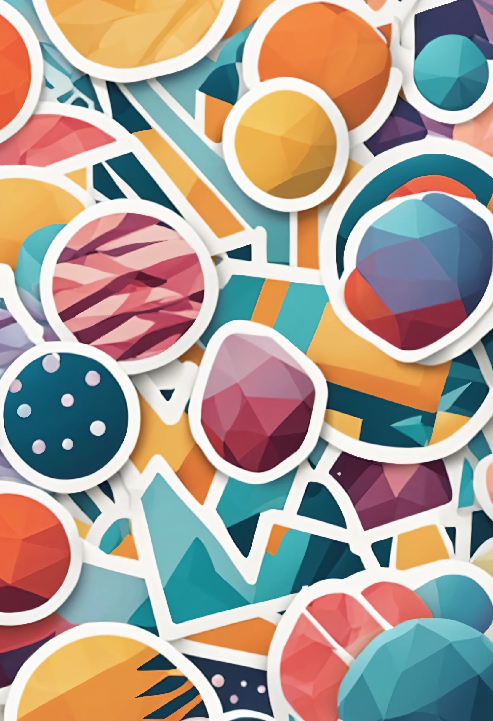 In Sticker style、Geometric pattern background
