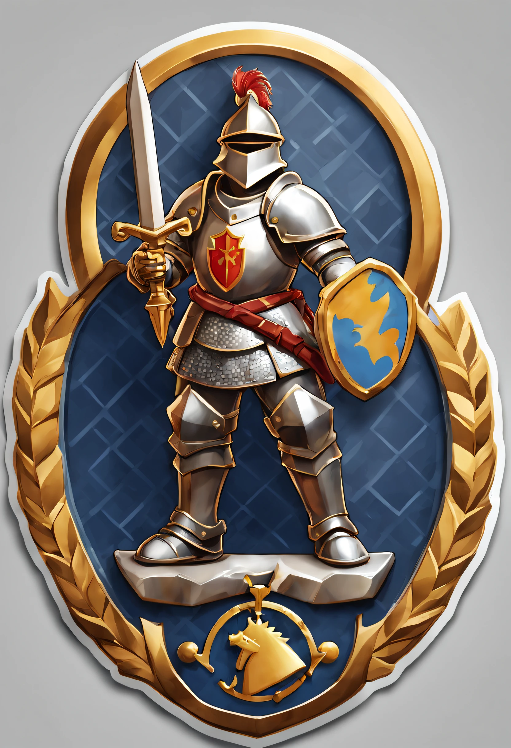 a sticker,1 Knight's Medal,simple backgound,
