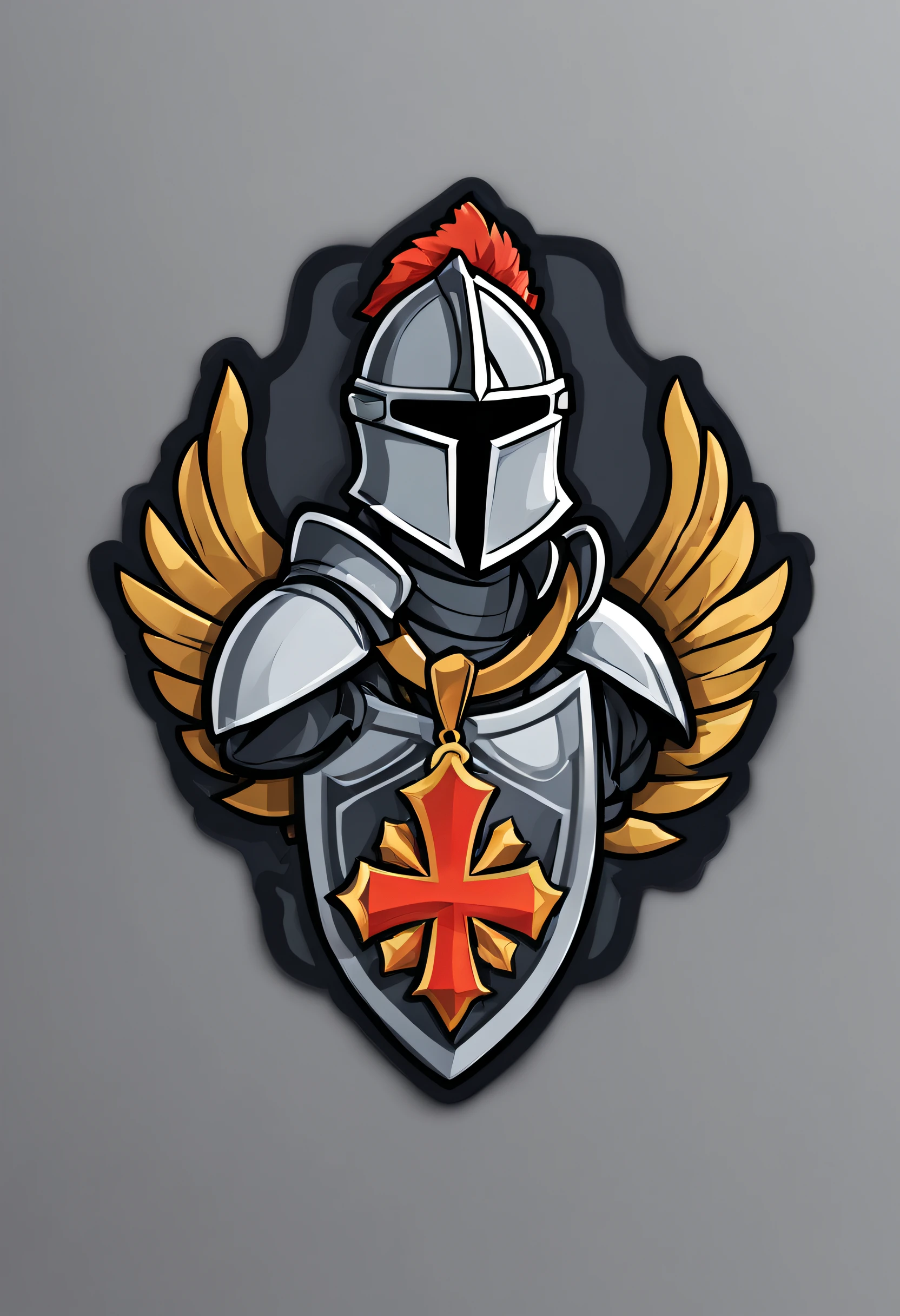 a sticker，1 Knight's Medal，simple backgound，