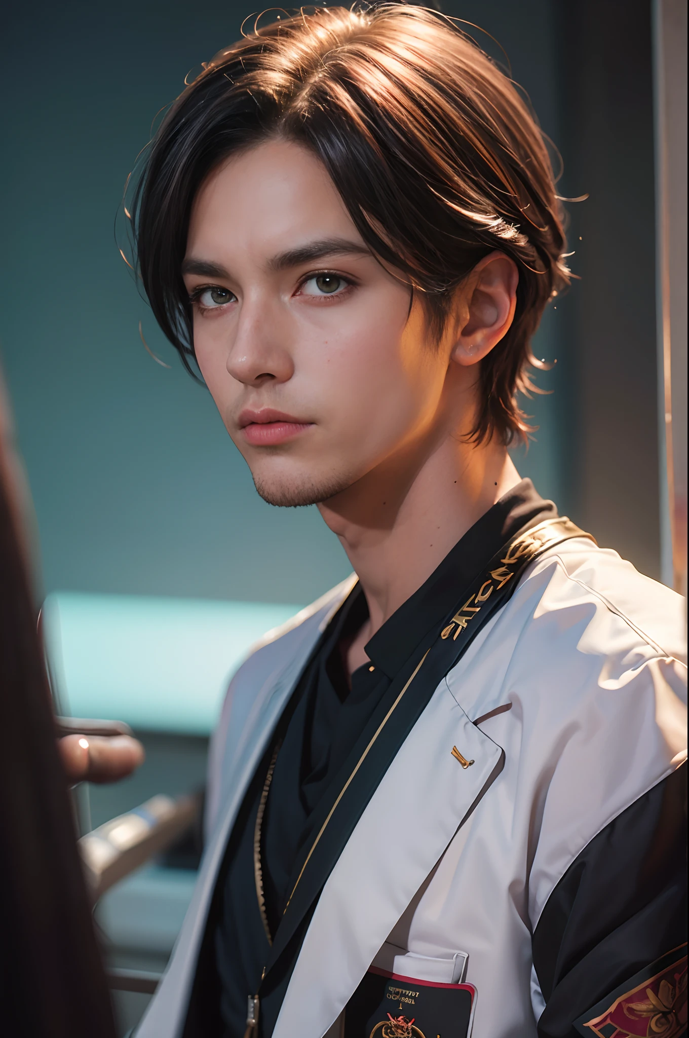 1boy Handsome Men,Tough Guy,Upper body,Suit,Cinematic poster,magazine,Looking at Viewer