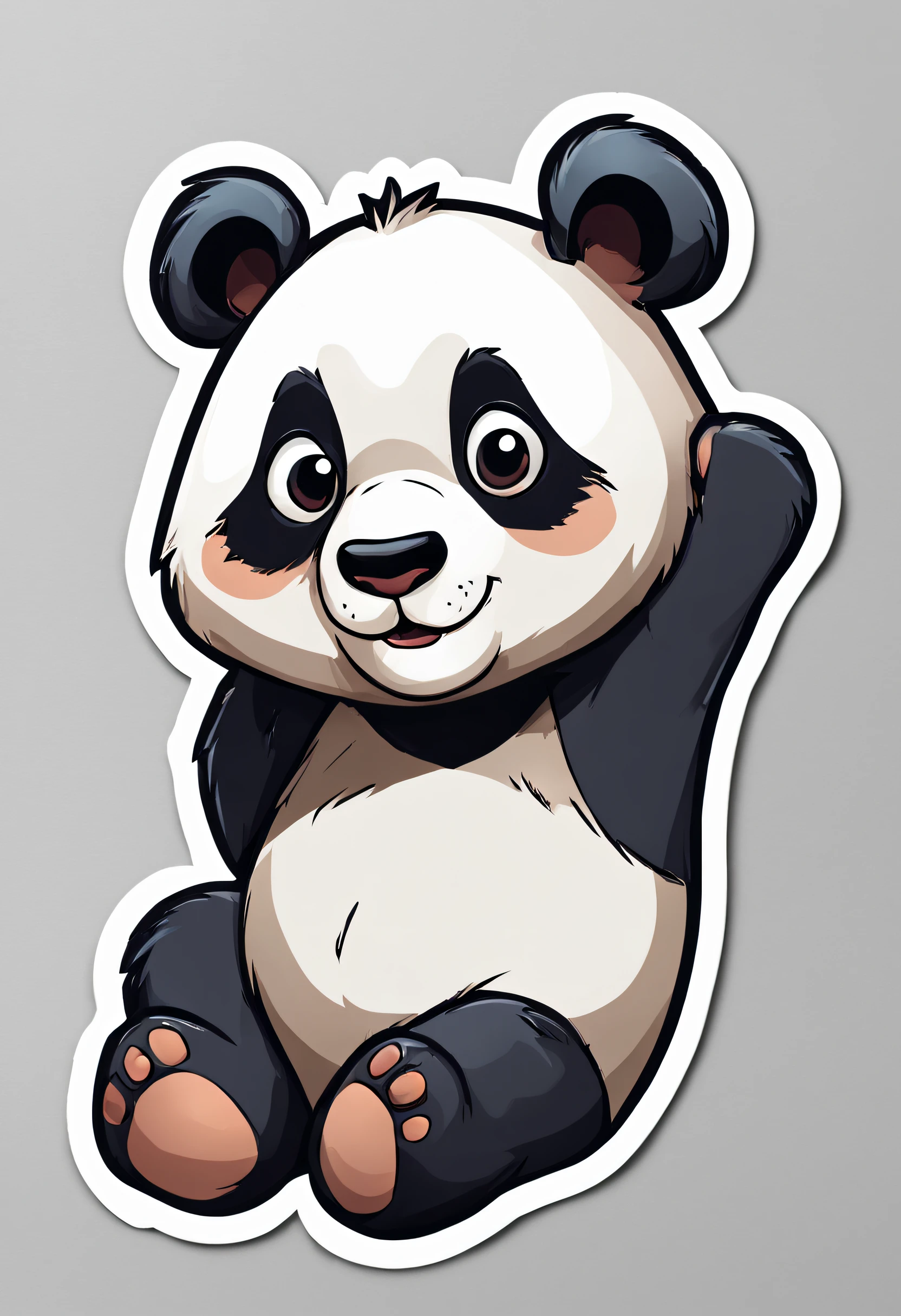a sticker，1panda，simple backgound，