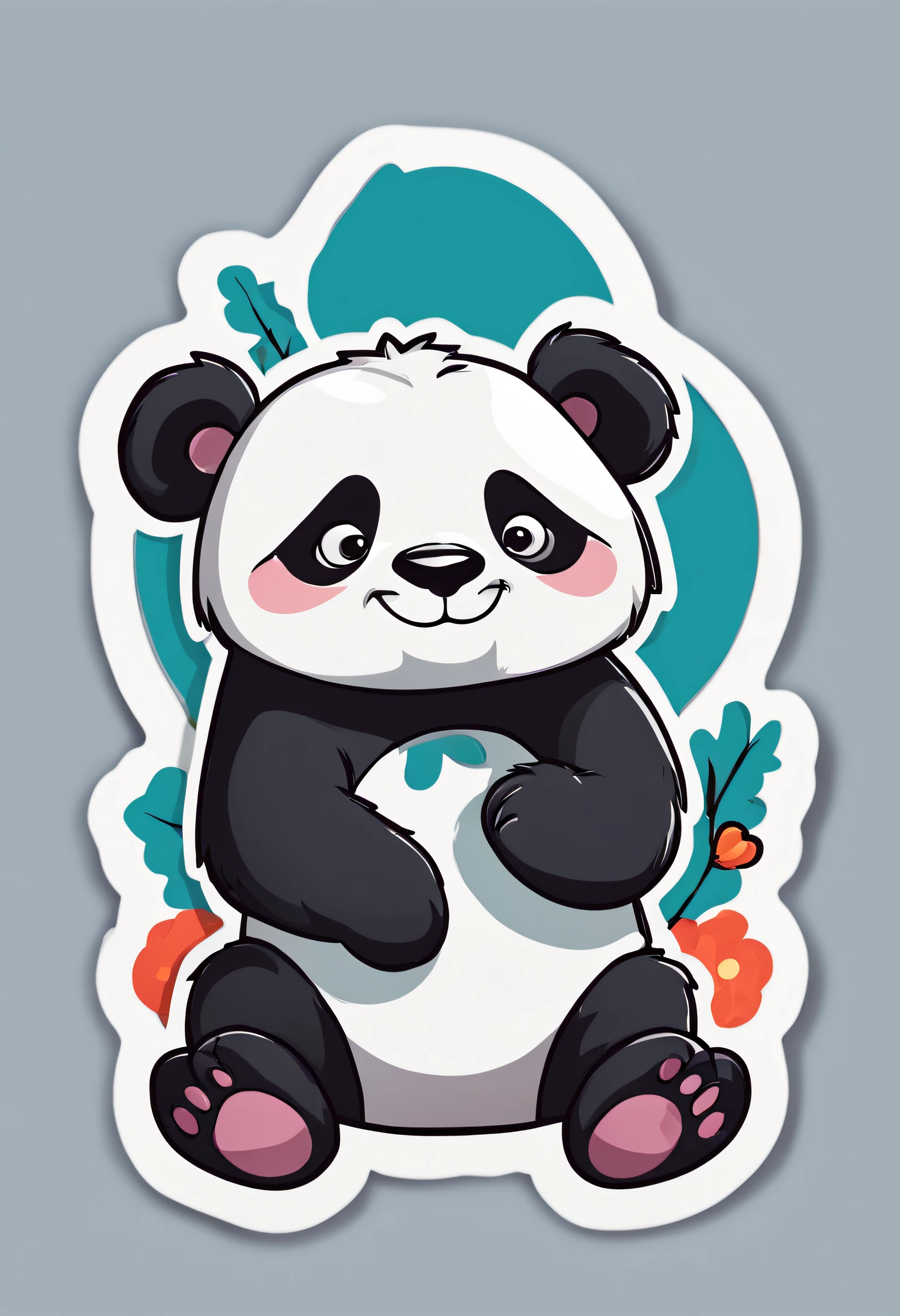 a sticker,1panda,simple backgound,