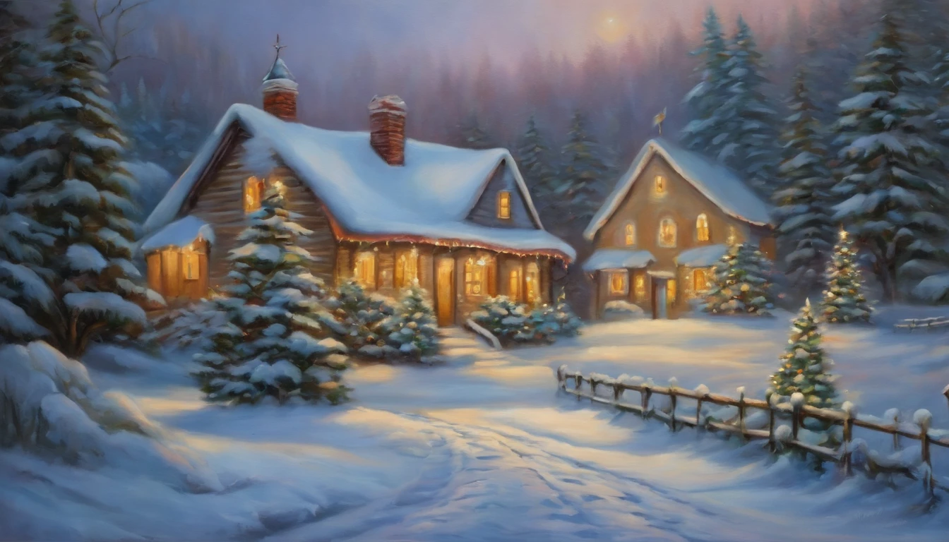 Art Oil Painting, estilo vintage, Christmas Design, en colores pasteles tenues.