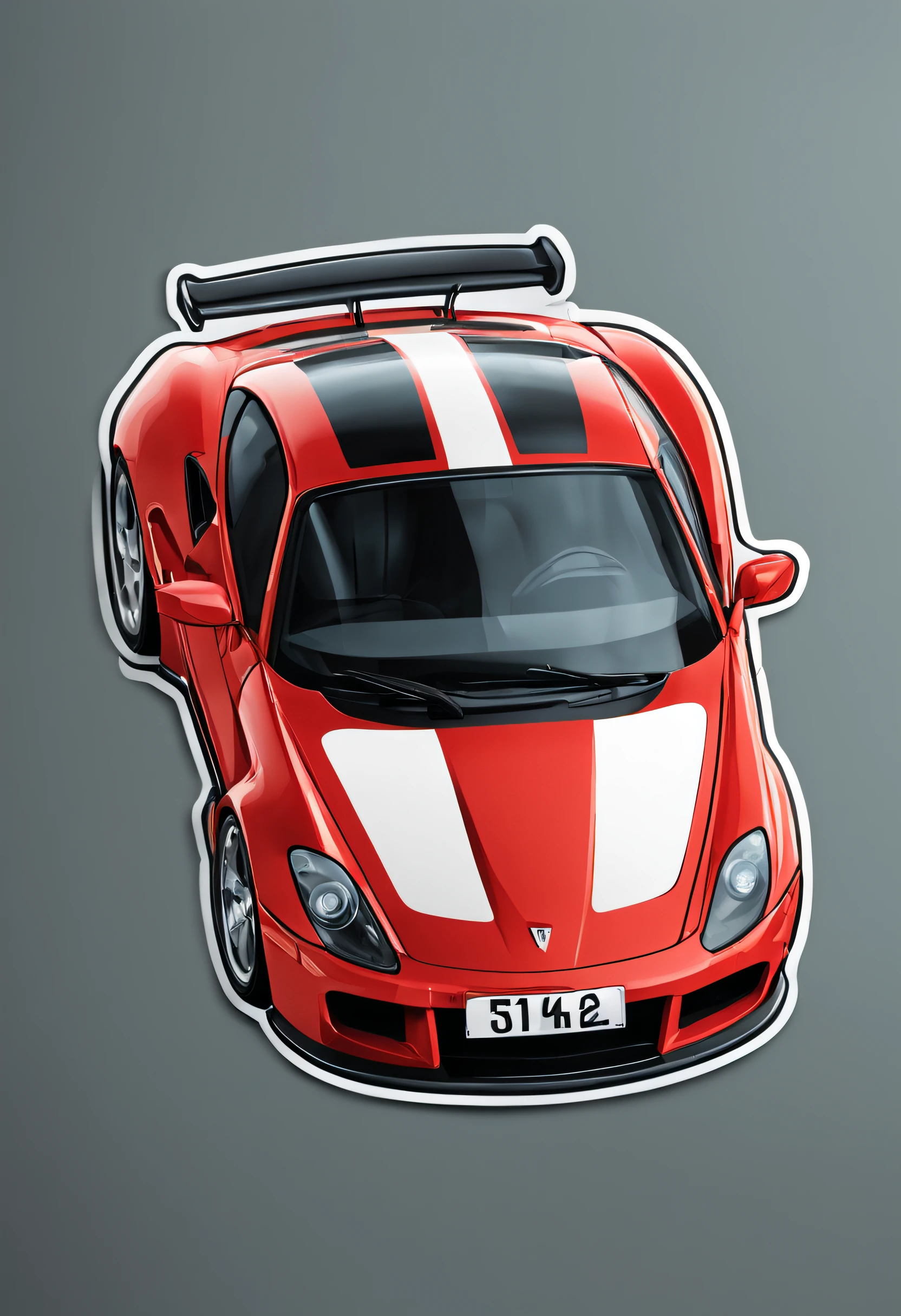 a sticker,1 sports car,simple backgound,