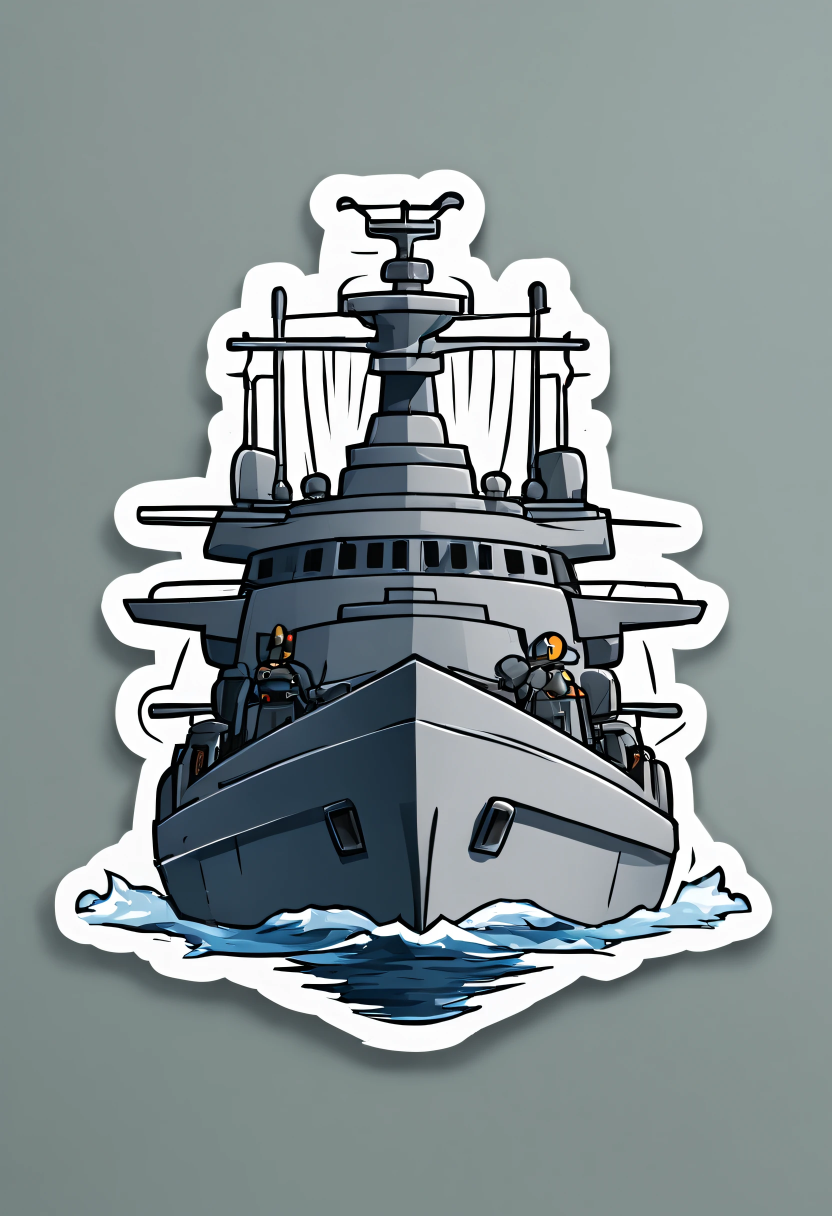 a sticker，1 warship，simple backgound