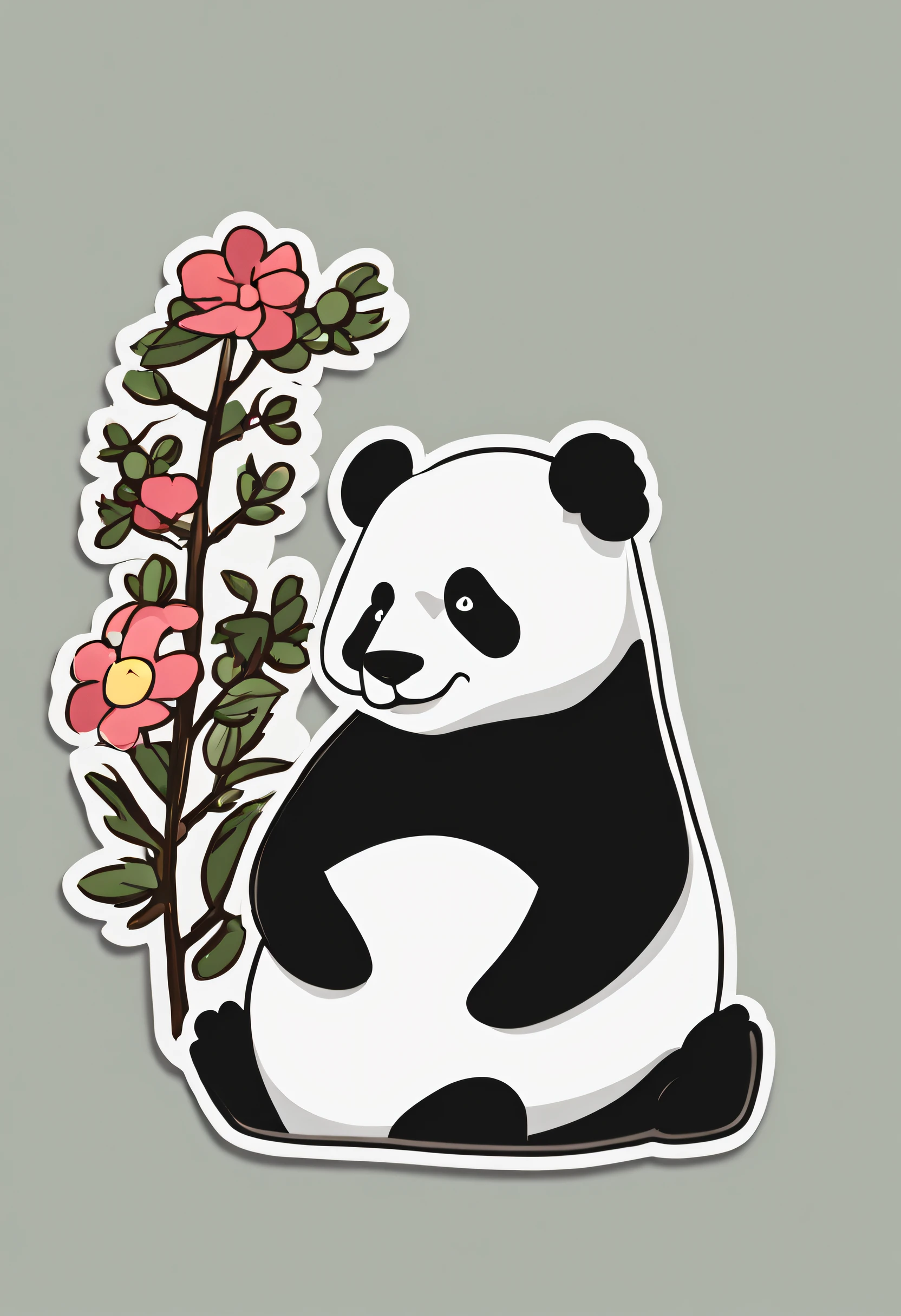 a sticker，1panda，simple backgound