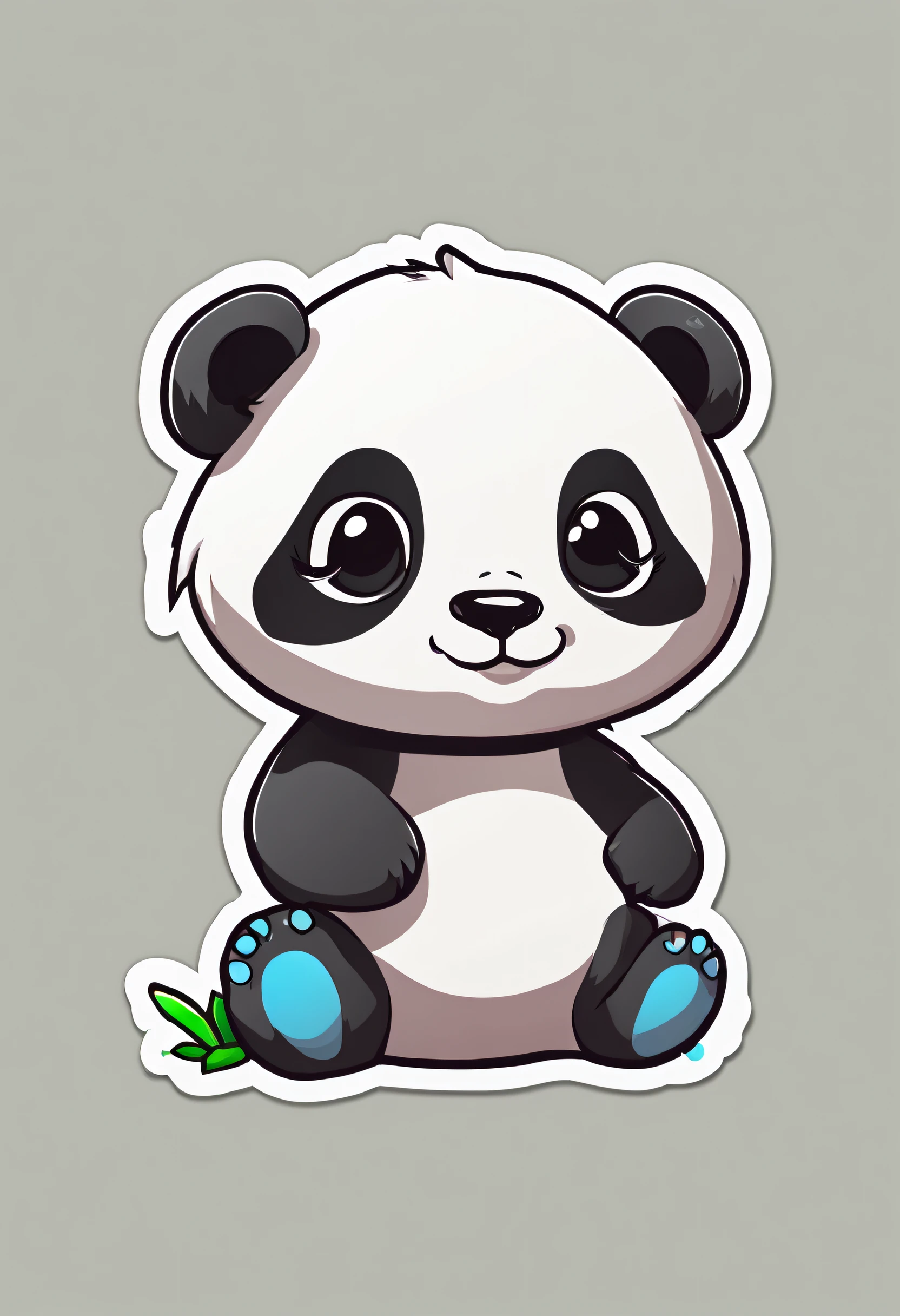 a sticker，1panda，simple backgound