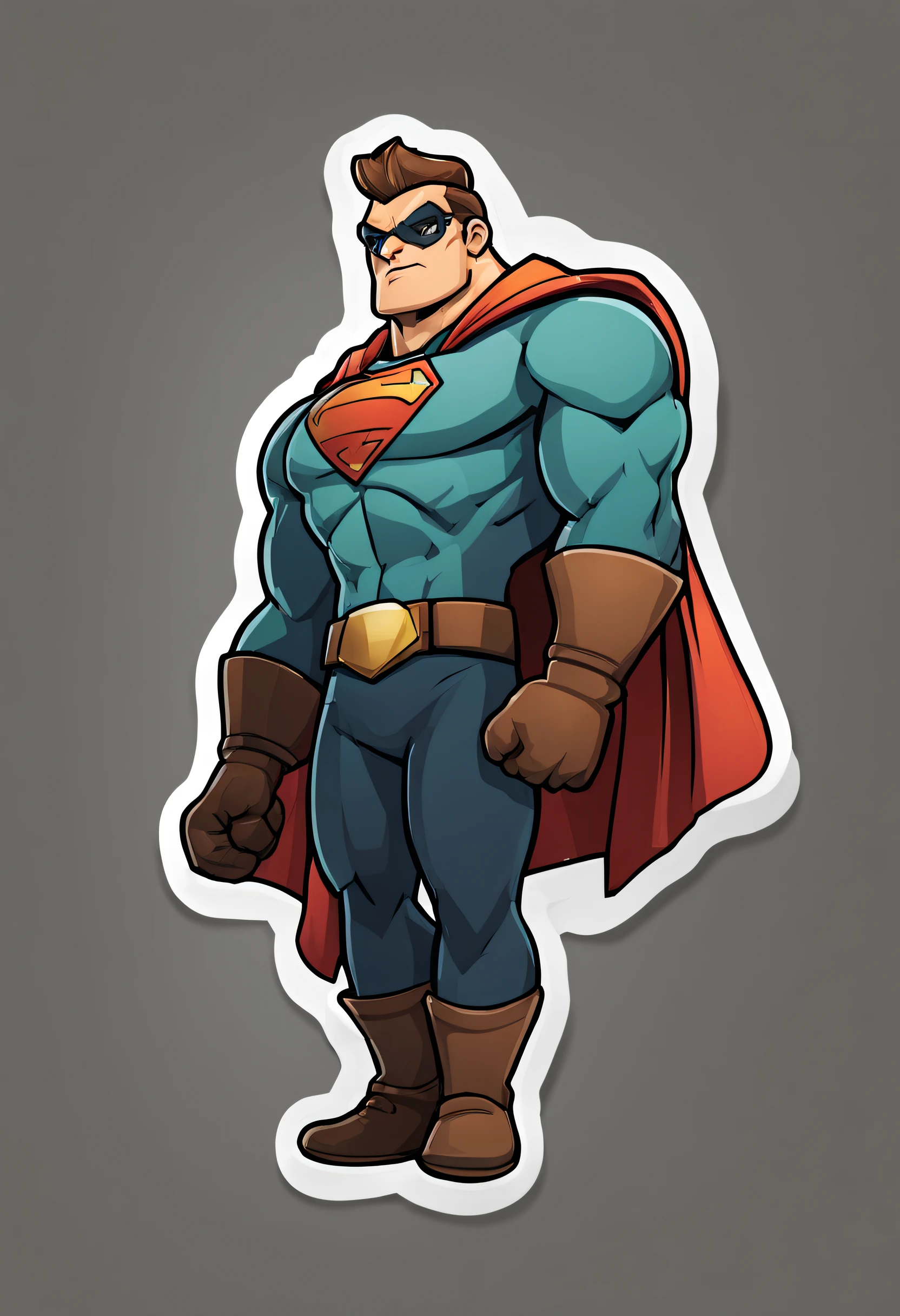 a sticker,1 hero,simple backgound,