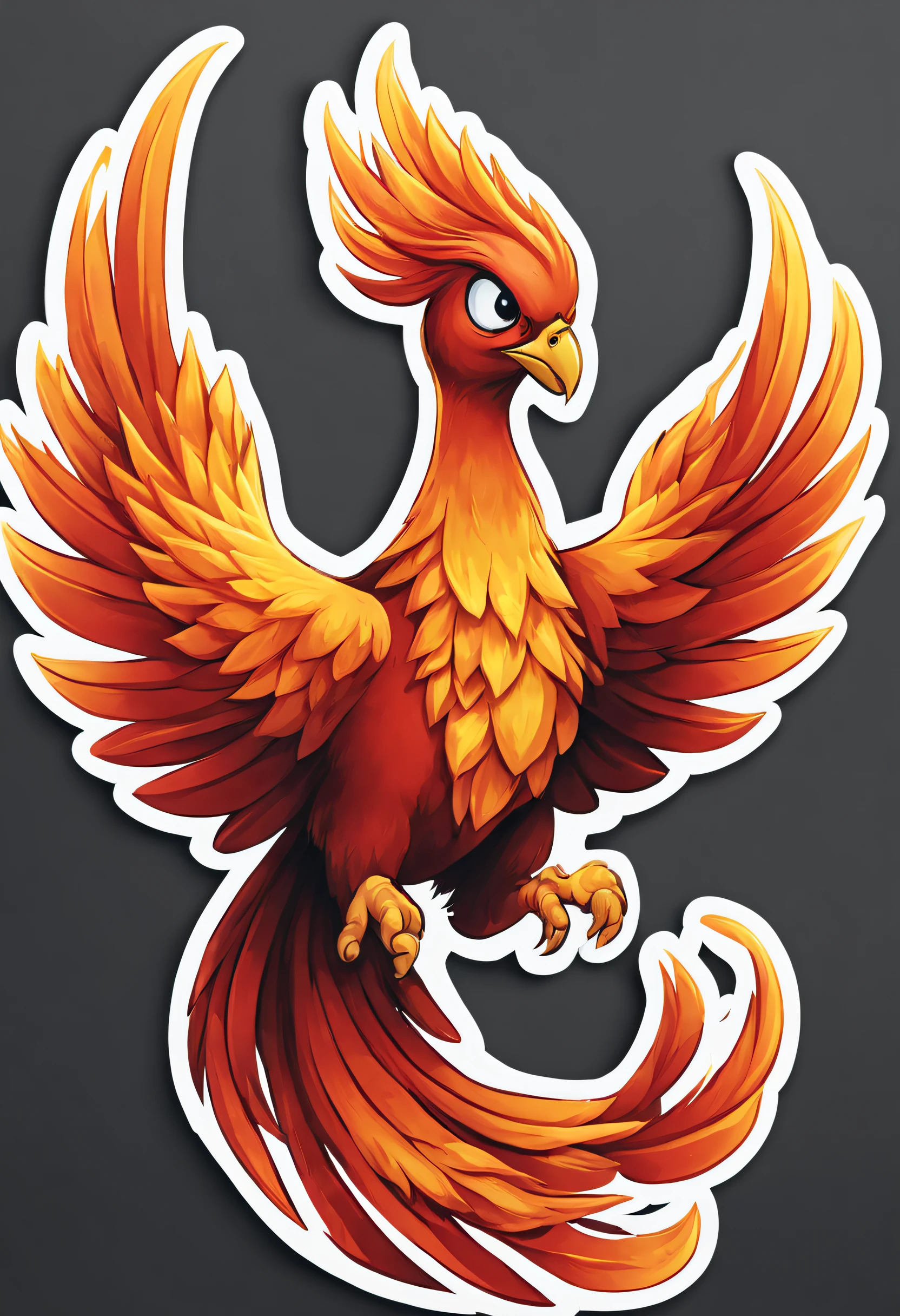 a sticker,1 Phoenix,simple backgound,