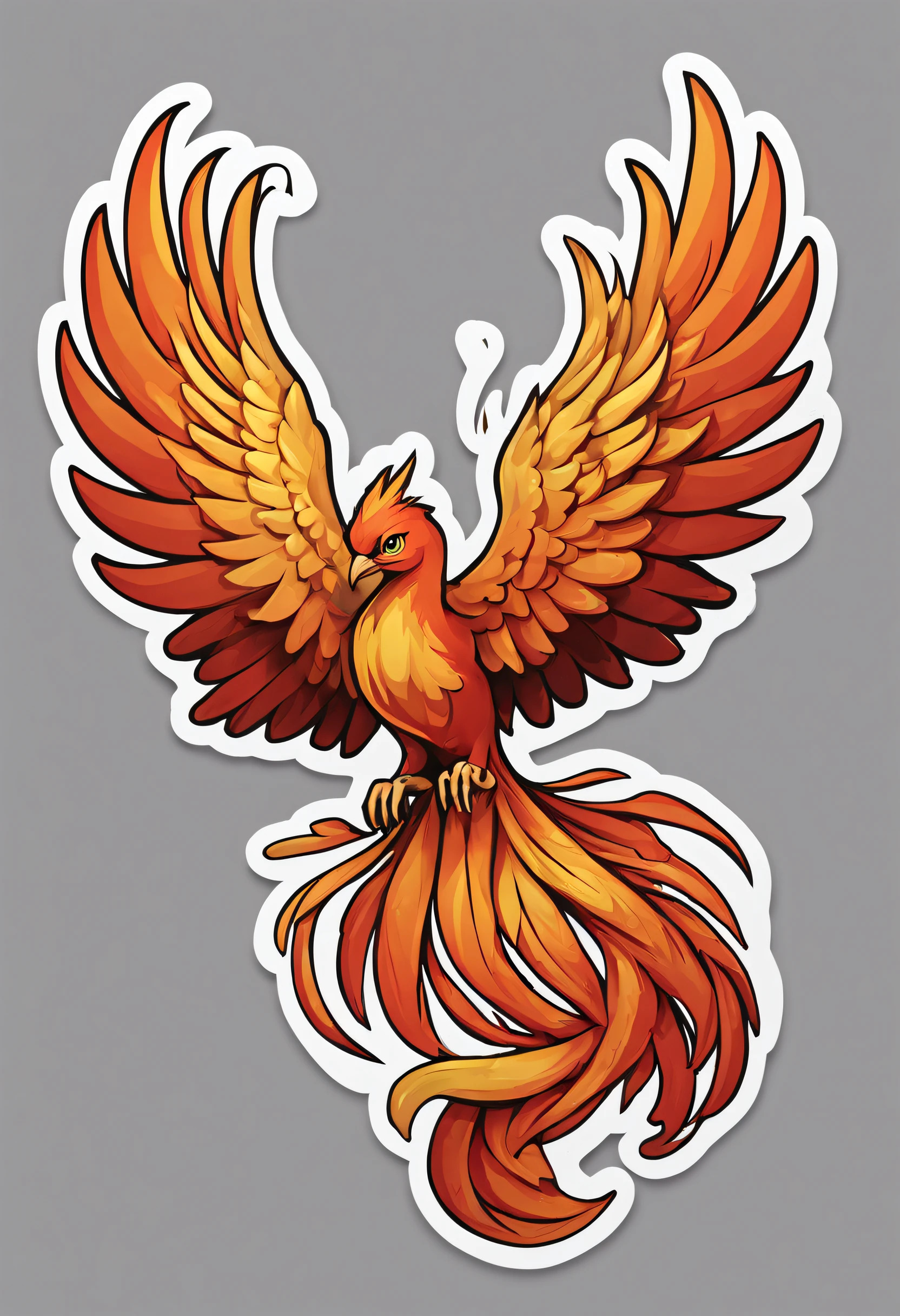 a sticker，1 Phoenix，simple backgound，