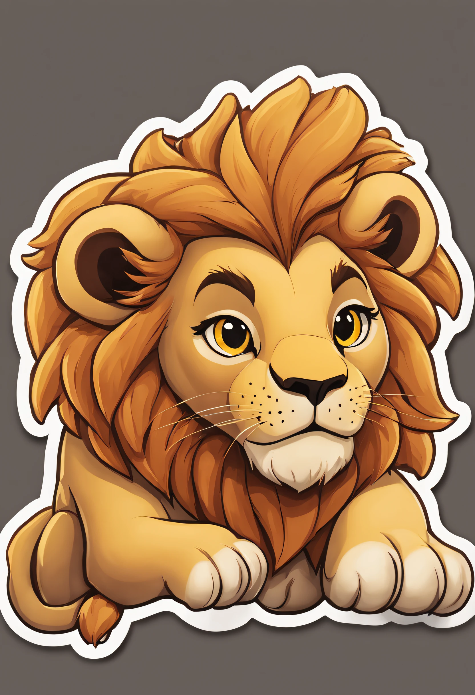 a sticker，1 Lion，simple backgound，