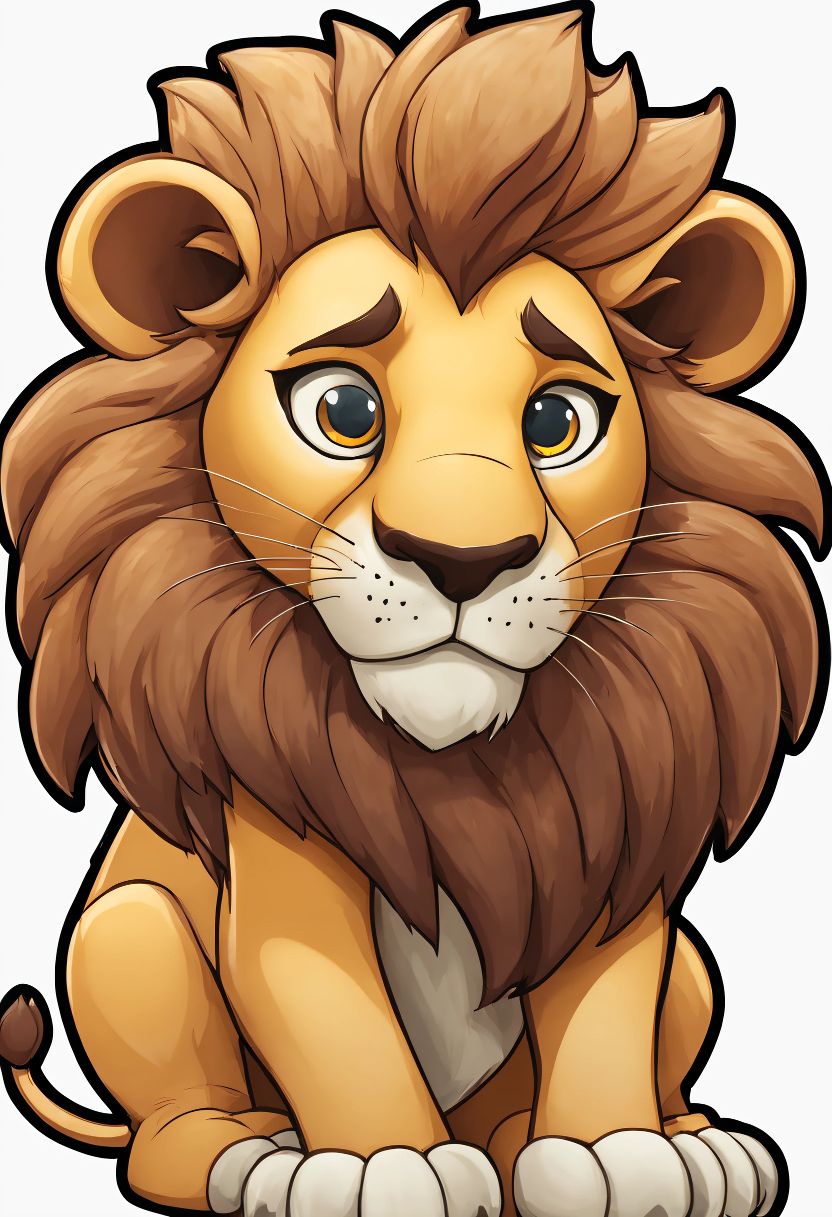 a sticker,1 Lion,simple backgound,