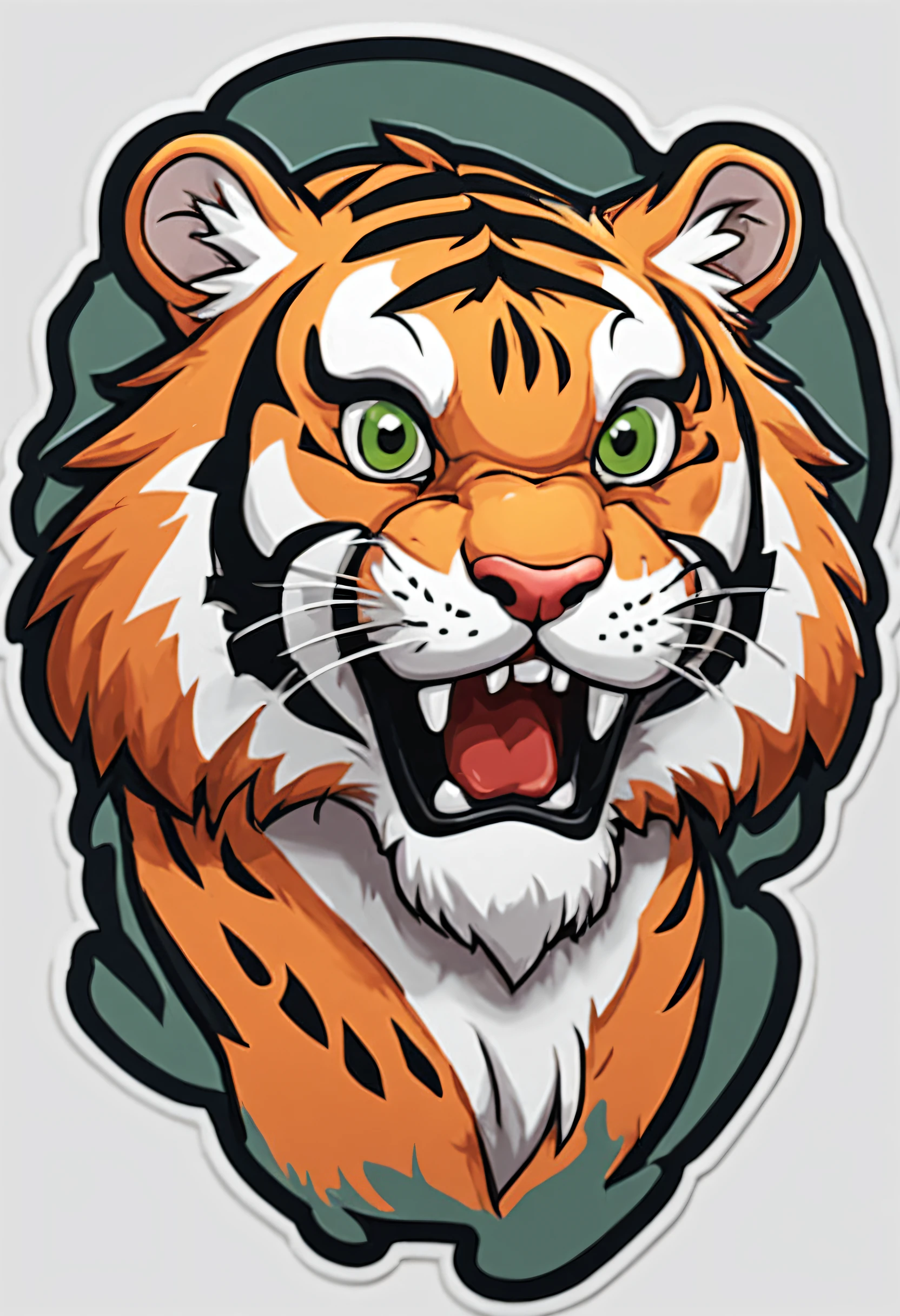 a sticker，1tiger，simple backgound，