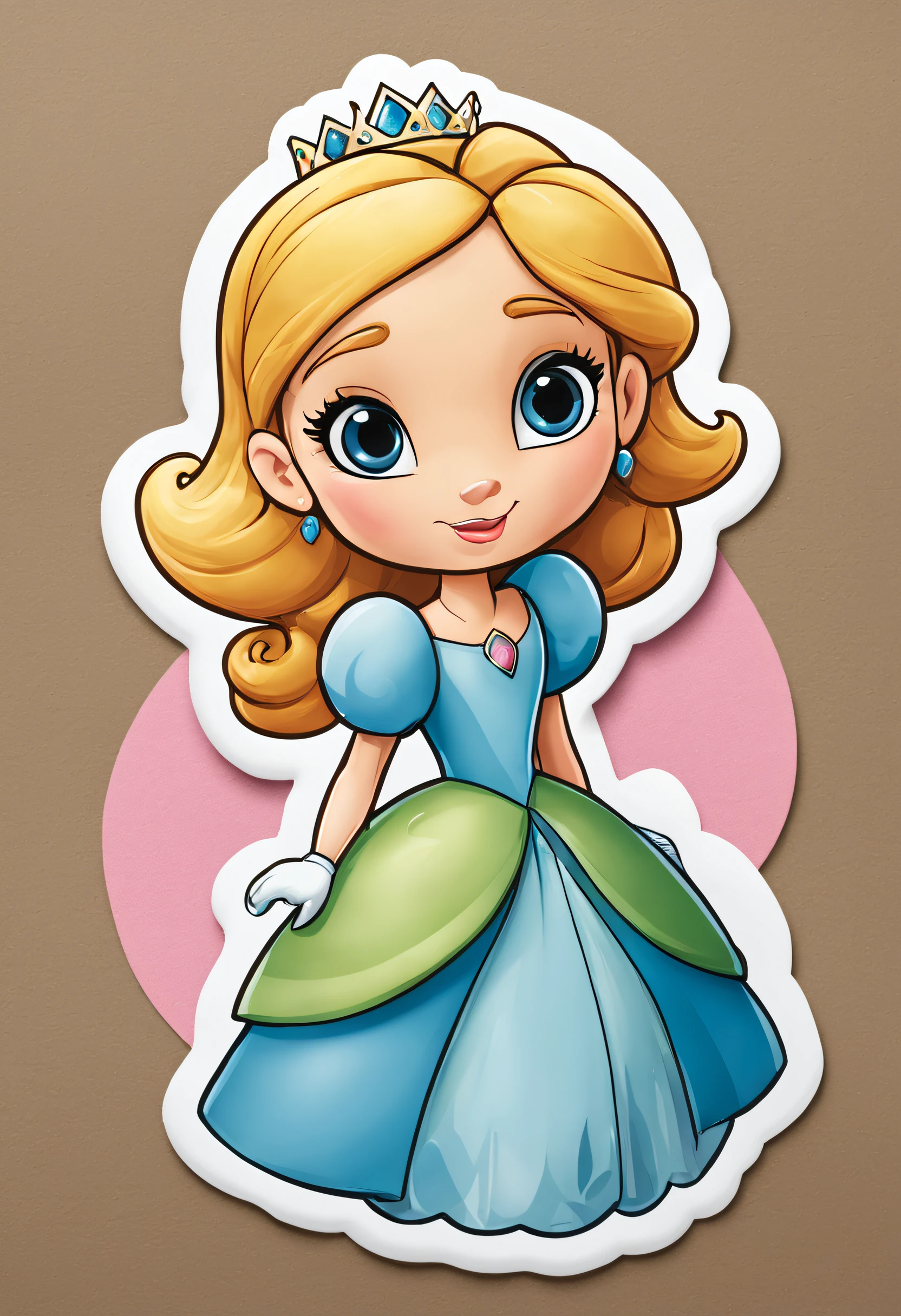 a sticker，1 princess，simple backgound，