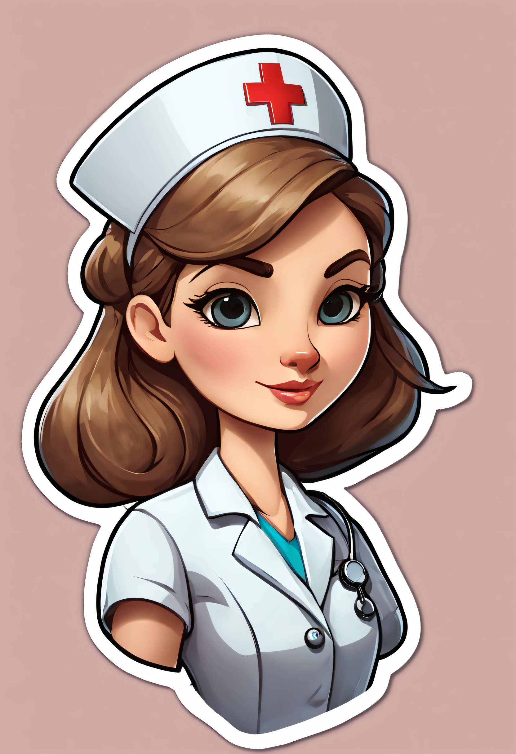 a sticker,1 nurse,simple backgound,