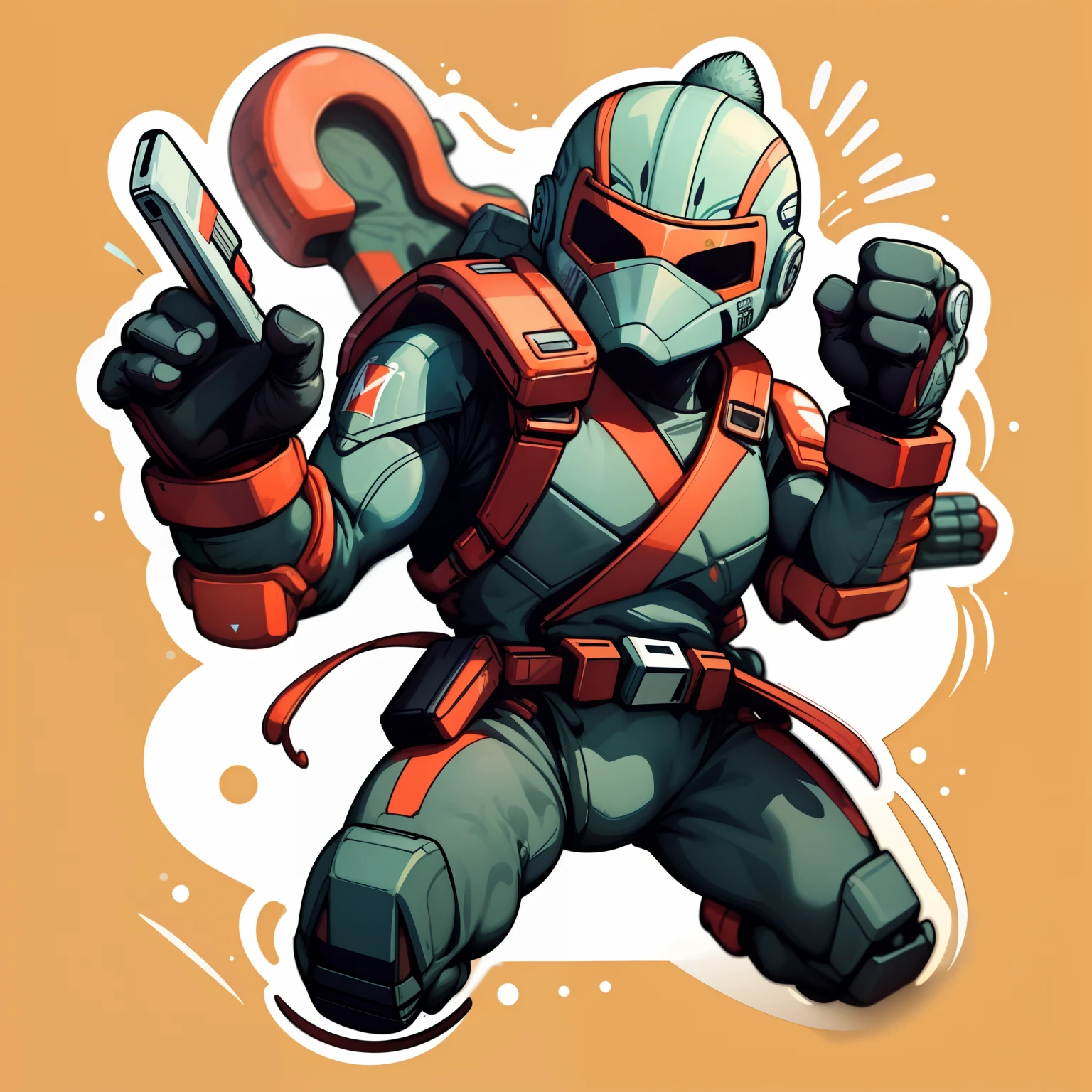 a sticker,1 fighter,simple backgound,