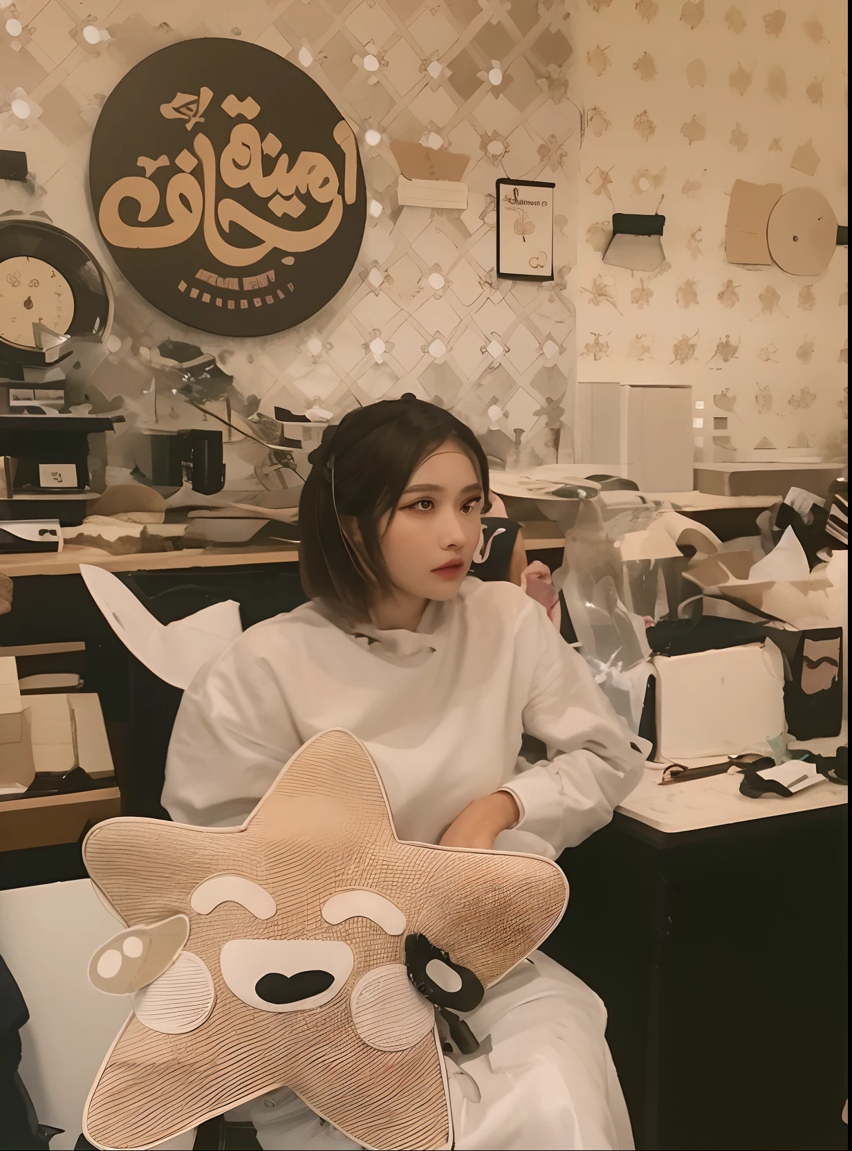 ((Best Quality, 8K, Masterpiece: 1.3)), Sharp: 1.2, Perfect Body Beauty: 1.4, Slim Abs: 1.2, ((Layered Hairstyle, Big Breasts: 1.2)), (Wet White Button Long Shirt: 1.1), (Rain, Street: 1.2), Wet: 1.5, Highly detailed face and skin texture, detailed eyes, double eyelids, side face looking at the camera
