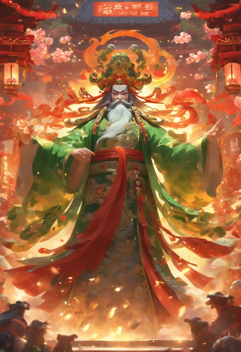 (((Jade Emperor))) best quality, very high resolution, 4K detailed CG, masterpiece, Shui mo Hua, Chinese tribes, Chinese city, forest, aesthetics, beautiful image, centered on screen, full body