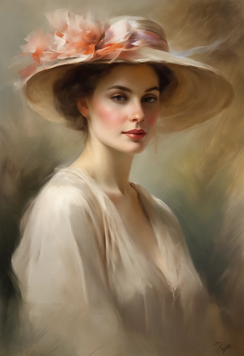 (best quality,highres,realistic:1.37),a portrait of a 25 year old woman,John Singer Sargent style, with vibrant brush strokes, soft lighting, and intricate details, capturing her natural beauty and elegance, elaborately rendered facial features, such as captivating eyes, delicate nose, and expressive lips, showcasing her graceful allure, dressed in a timeless attire, exuding sophistication and refinement, set against a dreamy background of muted tones and dappled sunlight, evoking a sense of nostalgia and tranquility, with a hint of mystery and allure in her captivating gaze.