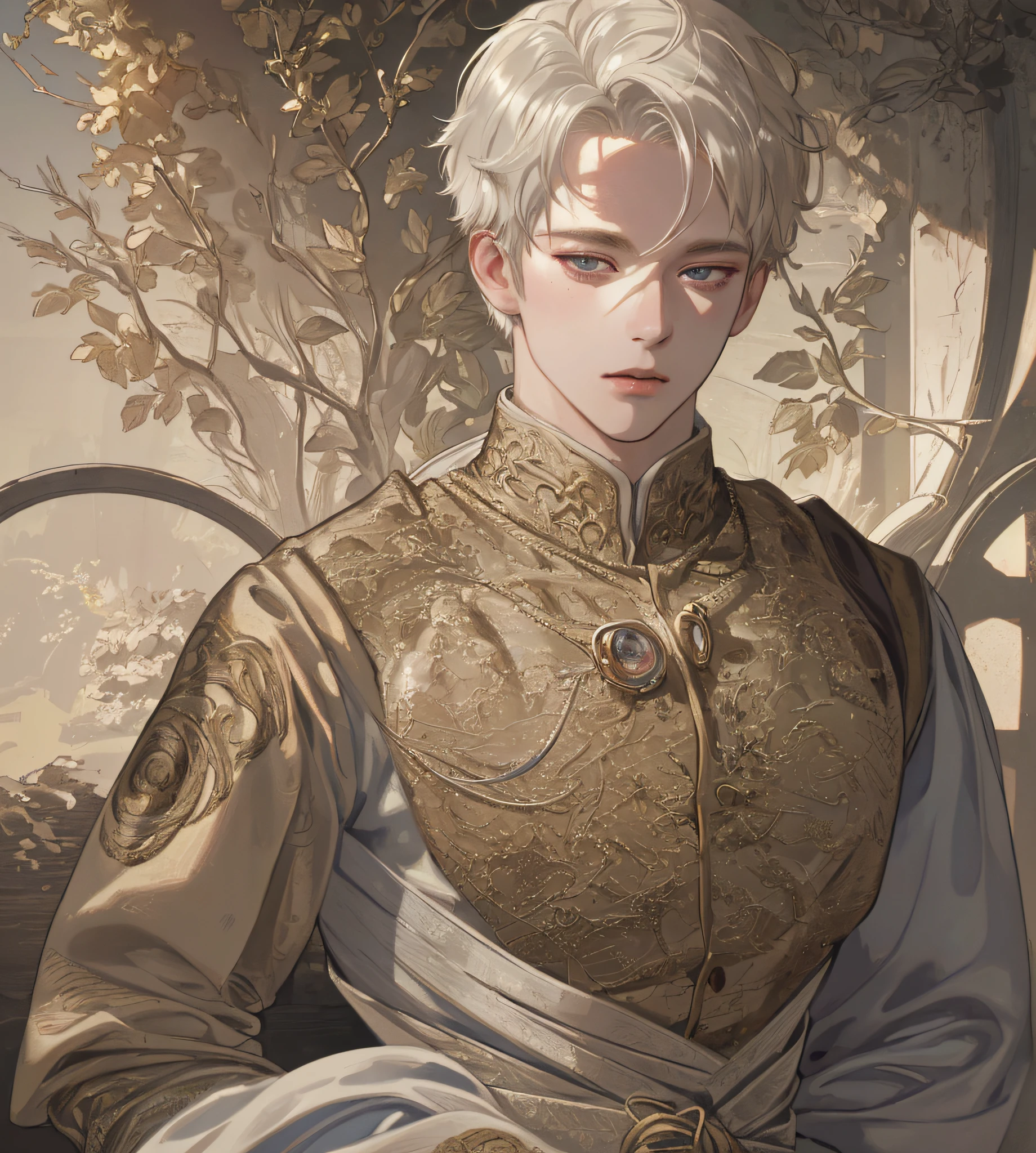 ((Retina)), masterpiece, anatomically correct, textured skin, super detail, high details, high quality, best quality, highres, 4K, (Detailed Lights, Detailed Shadows), 1Man, pearl color, anime stile