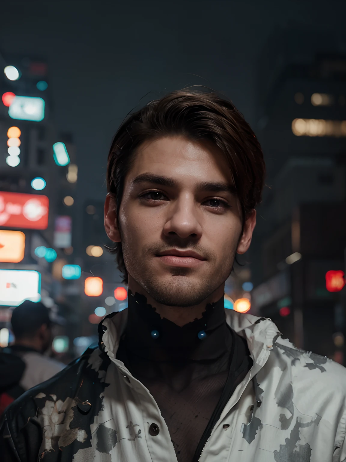 Change background cyberpunk handsome boy realistic face, 4k, ultra, realistic