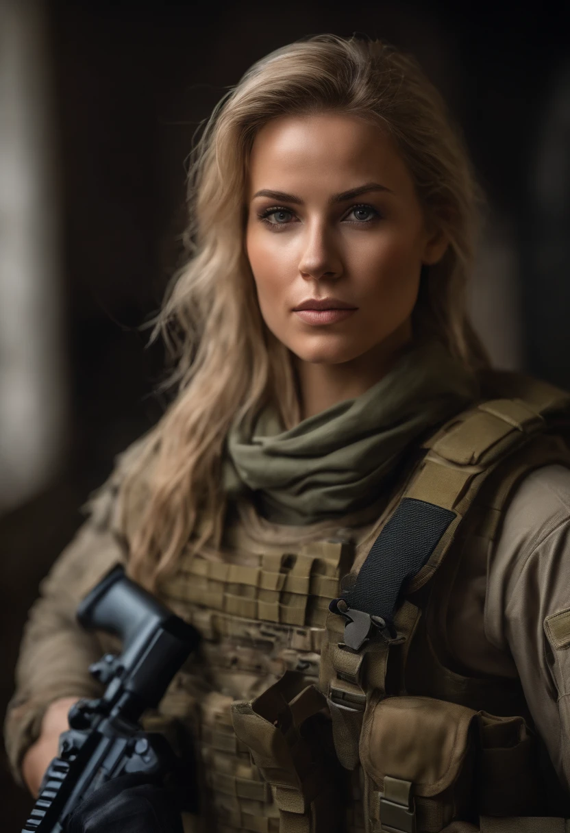 Cinematic battlefield in afghanistan, a ultra-detailed hyperrealistic photography of a beautiful 25 years old american soldier woman, (blonde hair with extra long pontyail), blue eyes, american aesthetics, short hair, night, curvy, beautiful curves, army aesthetics, special forces outfit, white t-shirt, high emphasis on detail, style Semi Impasto, matte painting, atmospheric, glowing, dramatic lighting, beautiful eyes, symmetric eyed, perfect eyes, by Magali Villeneuve, wet, moist, reflection, (masterpiece) ( Perfect proportions) (realistic photos) (highest quality) (detail) shot taken by Canon EOS R5, 50mm lens, f/2.8, HDR, (8k) (wallpaper) (movie lighting) (dramatic lighting) (sharp focus) (complex) fashion, special forces, captain, american military, , in combat, multicam, fit,   camouflaged, multicam, american patter,  covered skin,  special forces, combat zone, team leader, captain, united states military, officer, special forces, green berets, explosions, battle damage, K-9 Handler, German Shephard handler,