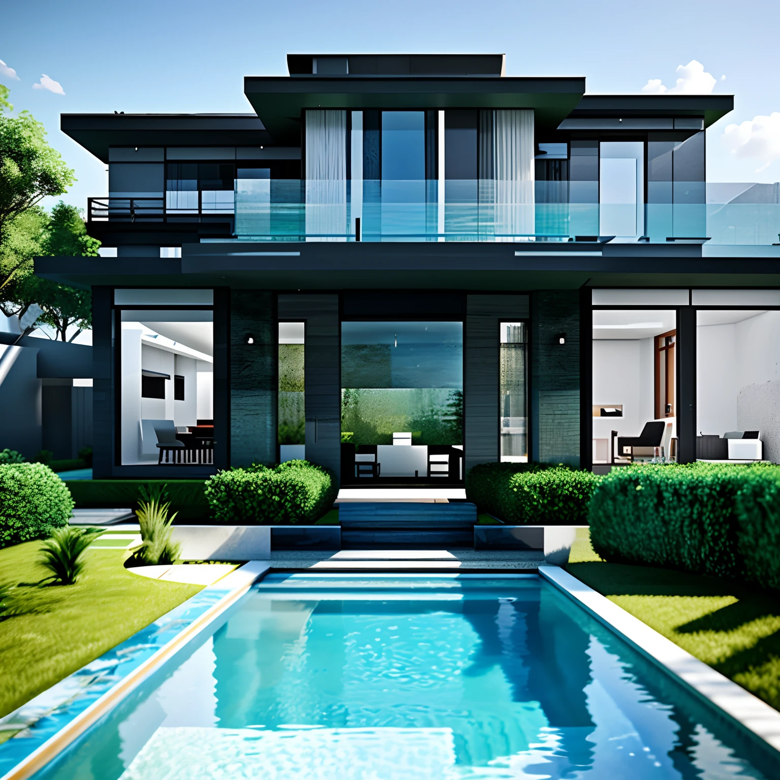 Modern villa with pool of different models with different materials hyper realistic super detailed Dynamic shot master piece scene