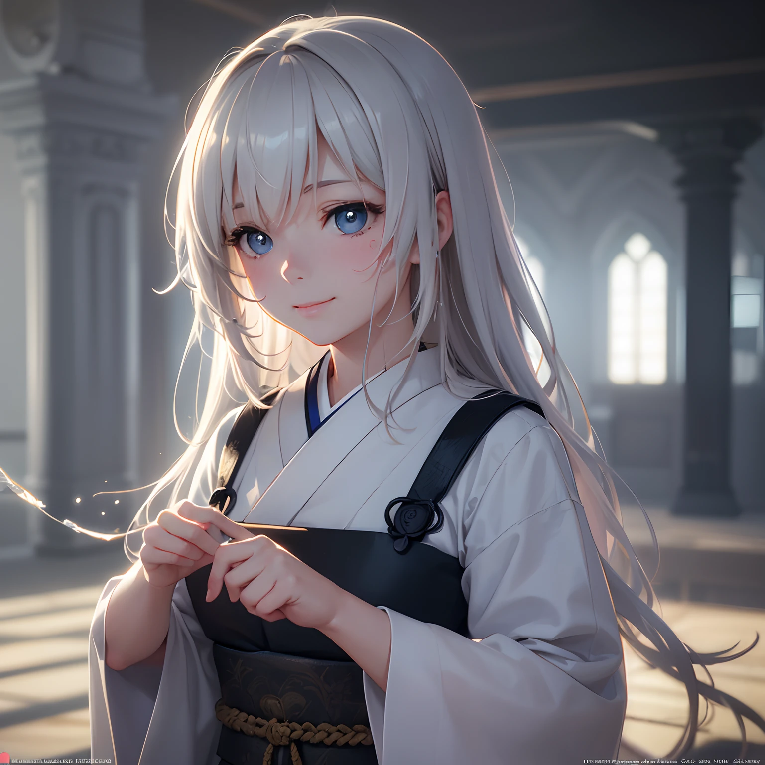 high quality, 8K Ultra HD, highly detailed, masterpiece, A digital illustration of anime style, japanese anime style, magician beautiful girl, beautiful face, Kyoto Animation, Fantasy, magic, fairy, like a fairy tale, watercolor, wash technique, colorful, A painting with dripping and scattered paint, Painting like Agnes Cecile, blurry, pale touch, smudged outline, light touch face, a little smile, luminism, black eye, messy white old clothes, Albert Anker, John Howe, Joaquin Sorolla, Agnes Cecile, 3d render, octane render, cinematic, by yukisakura, Isometric, awesome full color,
