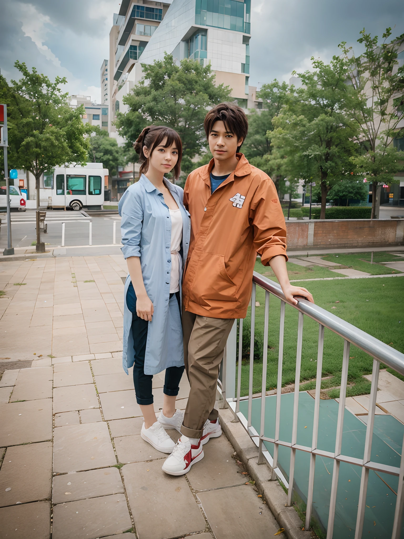 Anime with characters with city with whether