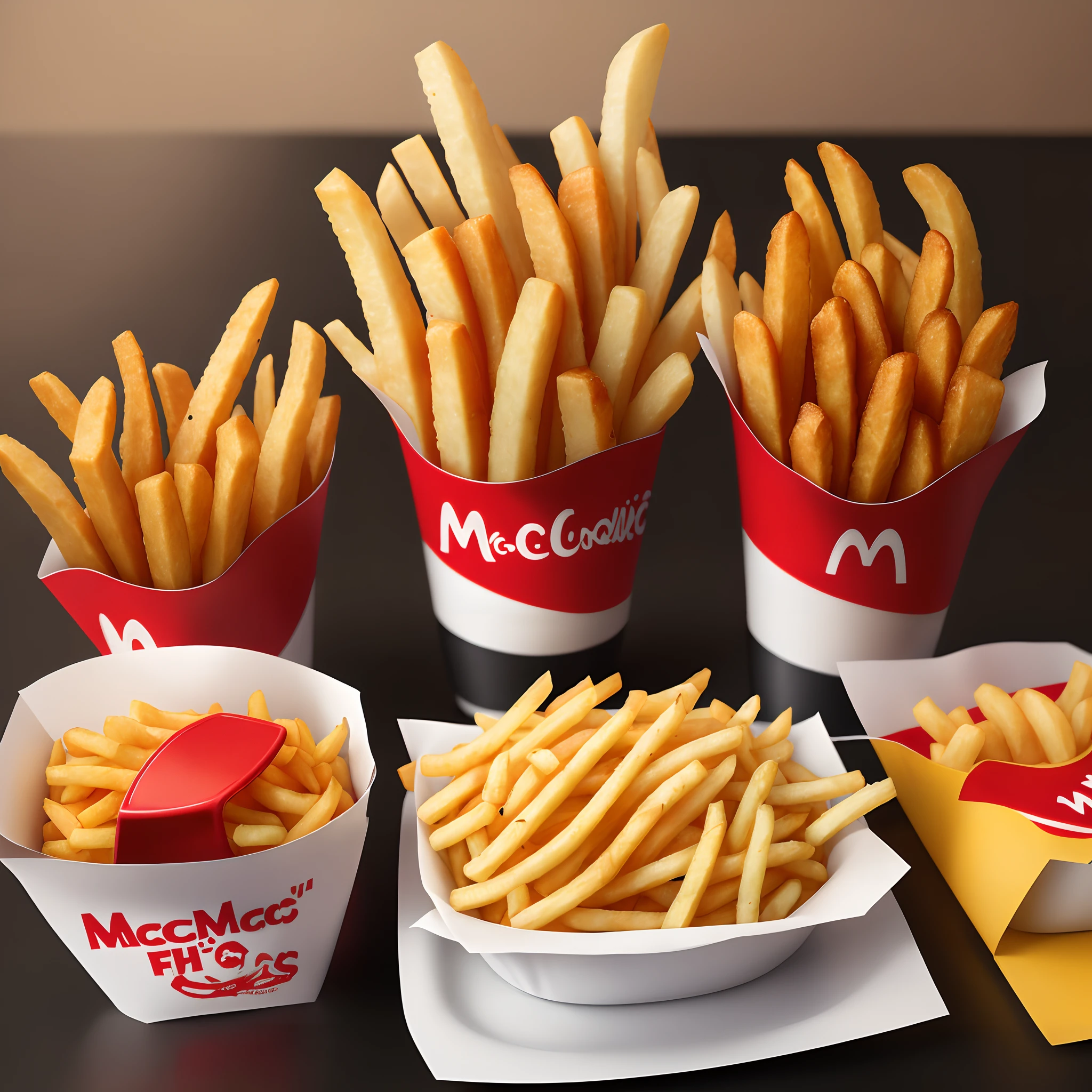 French fries Mac Donald’s smiling with grills
