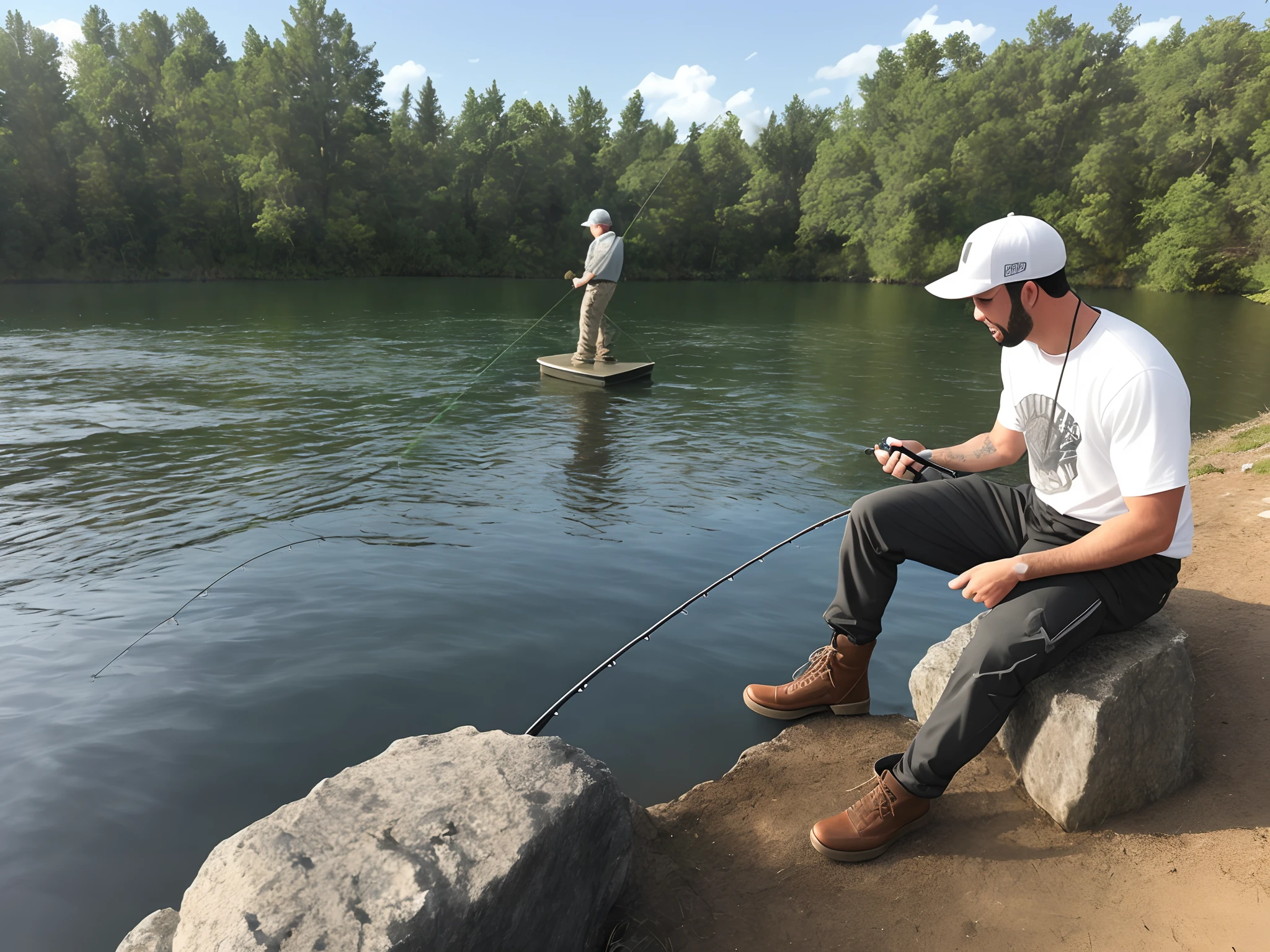 Drake fishing catching a boot