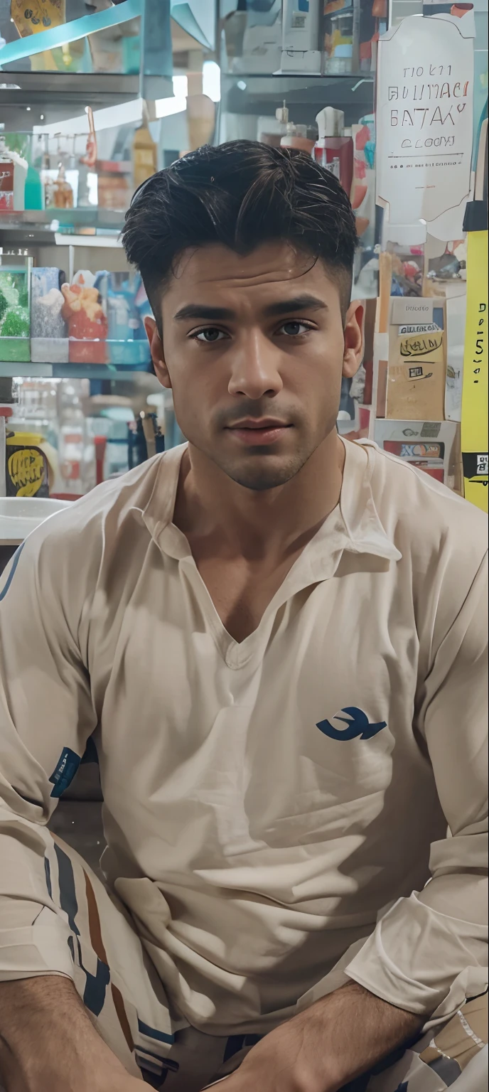 Real bodybuilder boy in t-shirt ultra high 4k