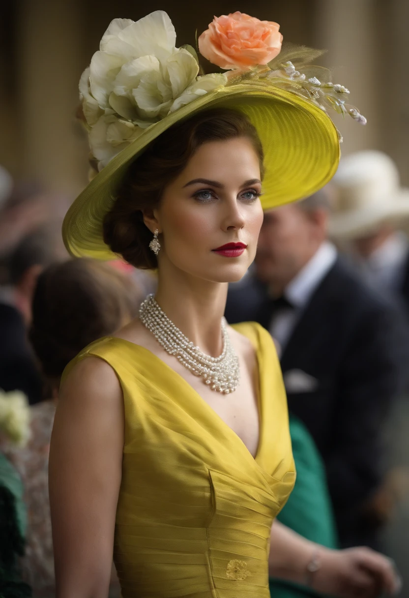 A young Englishwoman dressed for Royal Ascot