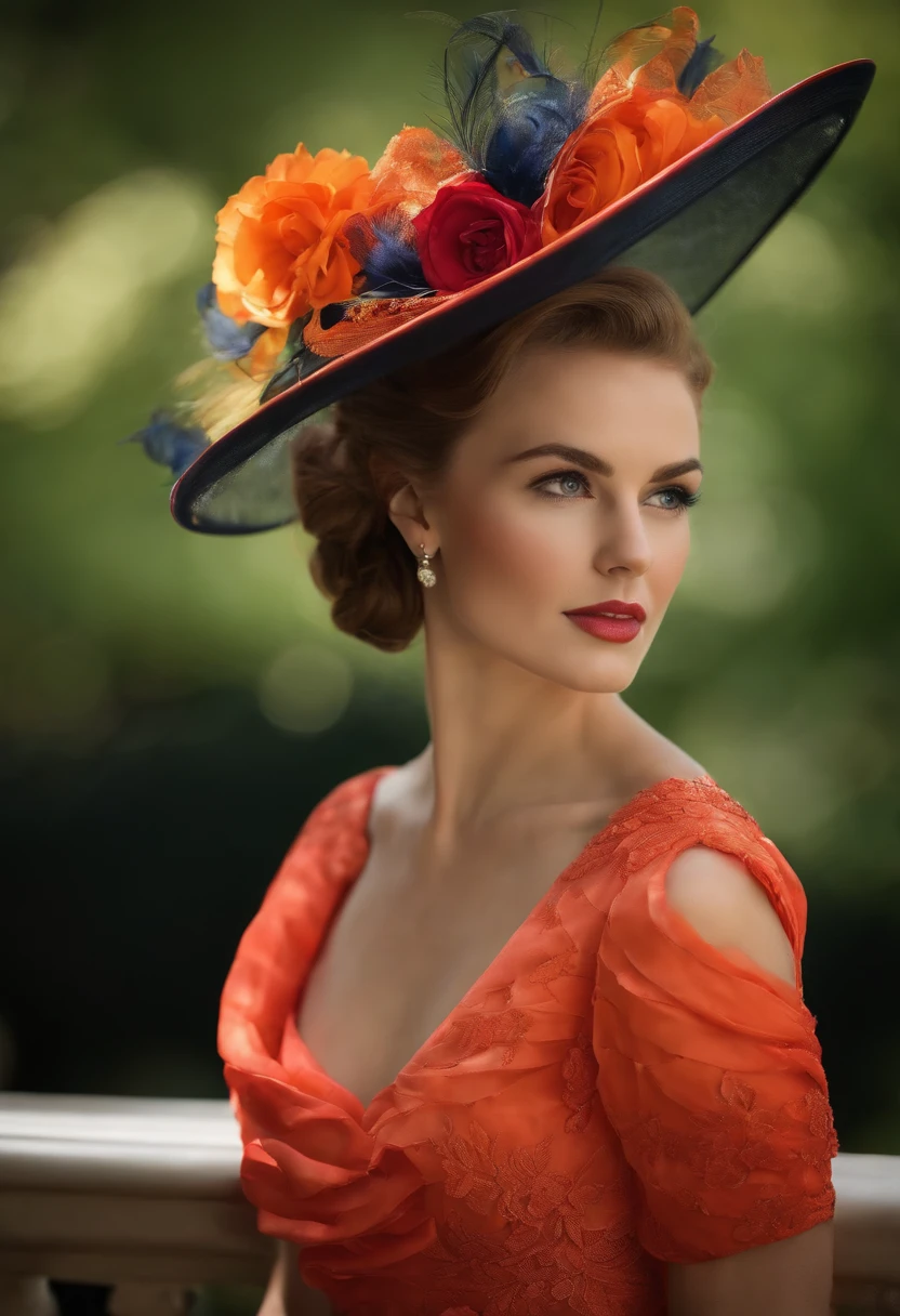 A young Englishwoman dressed for Royal Ascot