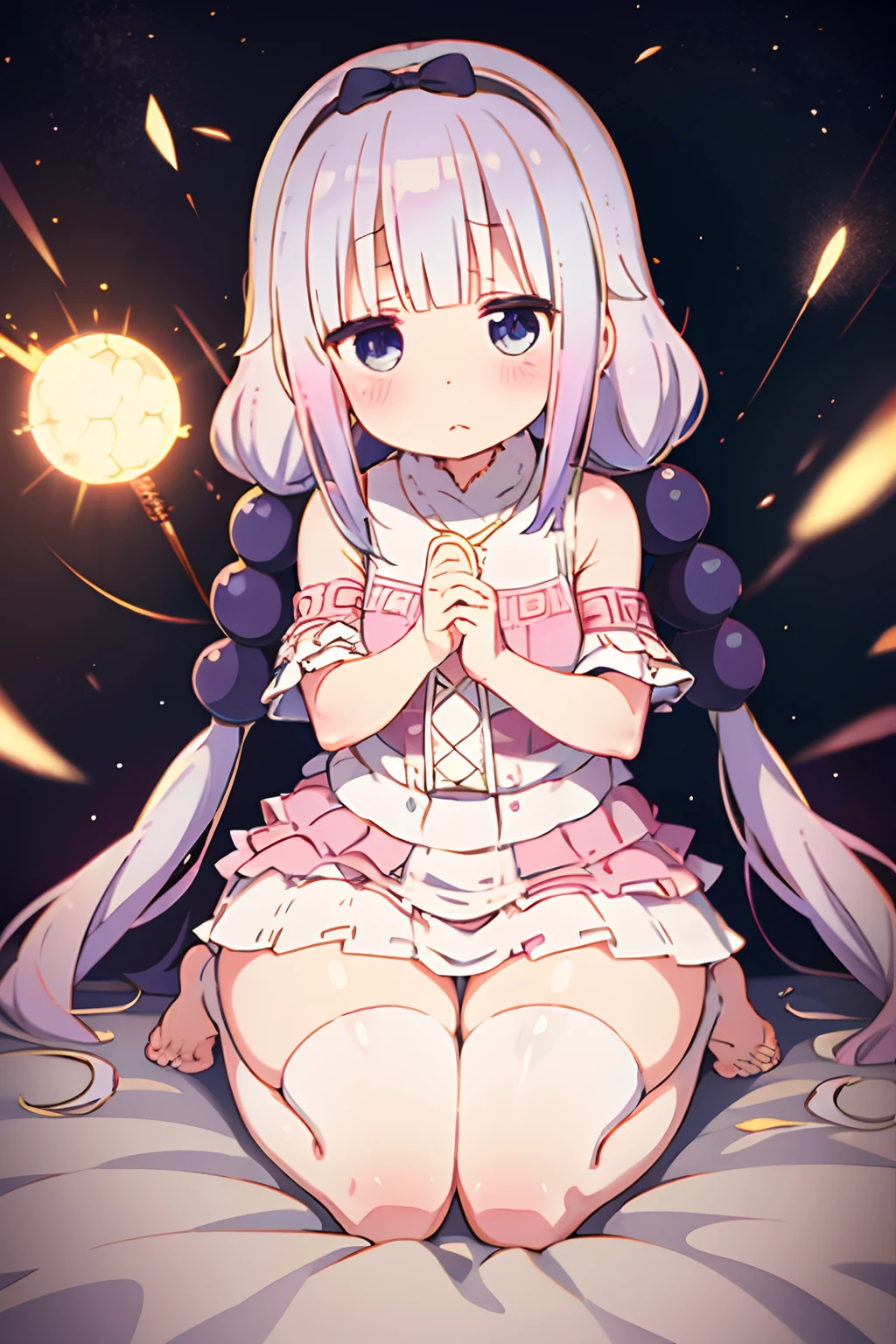 Kanna Kamui, barefoot, thick thighs, slightly chubby, cute, shy