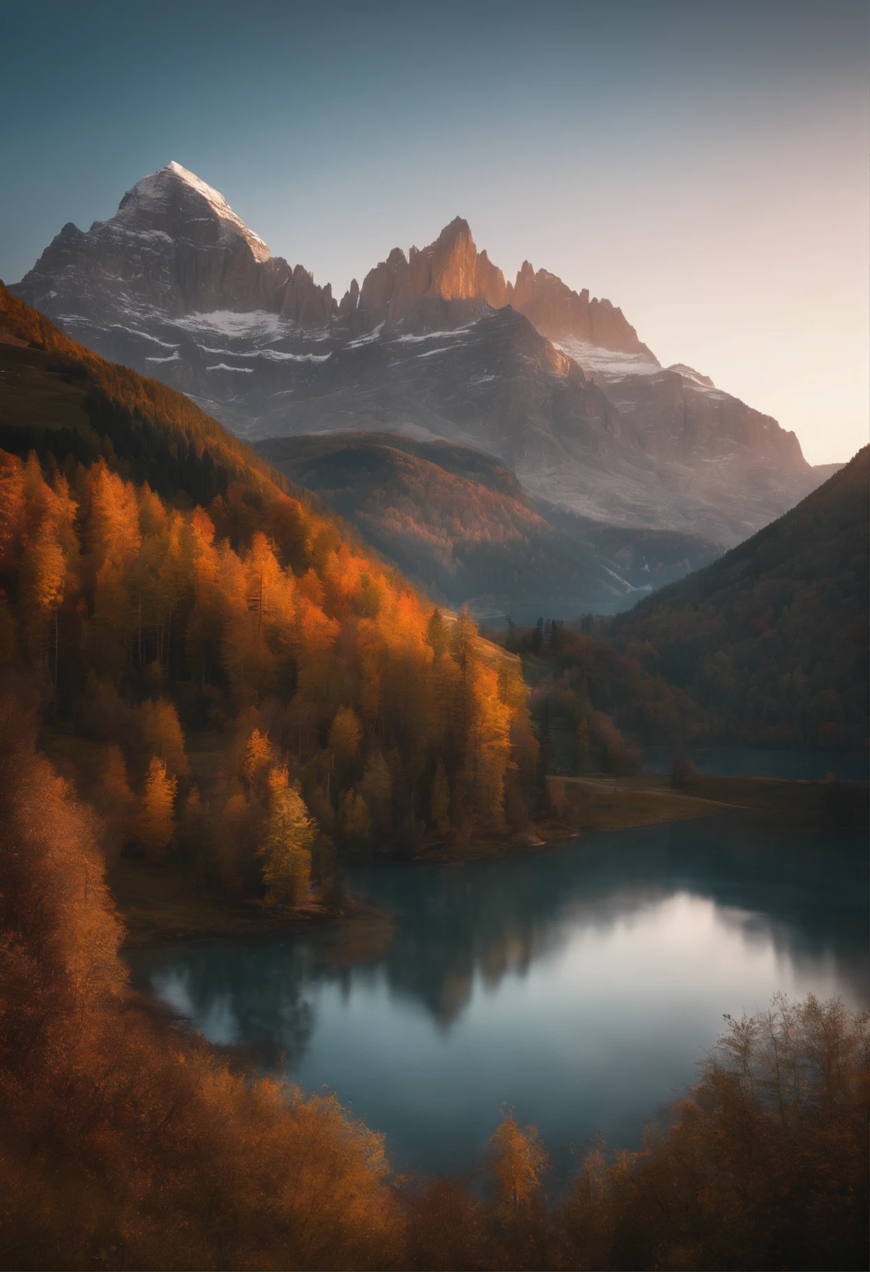 (best quality,4k,8k,highres,masterpiece:1.2),ultra-detailed,(realistic,photorealistic,photo-realistic:1.37),mountains in Switzerland with sunset,lush greenery,towering peaks,crystal-clear lakes,snow-capped summits,serene atmosphere,the golden hour,soft light casting warm hues,reflecting on the water,gorgeous alpine scenery,immense beauty,Nature's masterpiece,tranquil tranquility,humans in awe,admiring the breathtaking view,peaceful silence,gentle breeze,whispering through the trees,colorful sky,vibrant shades of orange, pink, and purple,painting-like aesthetic,touch of magic,wonder and awe inspiring,photographer's paradise,perfectly captured moment