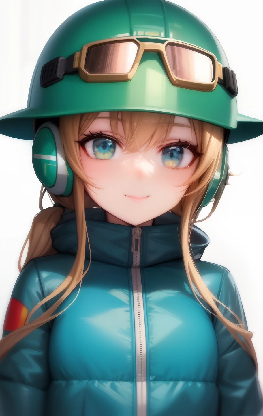 Close up portrait of a person wearing a helmet and goggles, 2 d anime style, made with anime painter studio, [[[[grinning evily]]]], Rin, portrait anime space cadet girl, Rei Hiroe, anime style character, wataru kajika, unknown artstyle, anime moe art style, painted in anime painter studio