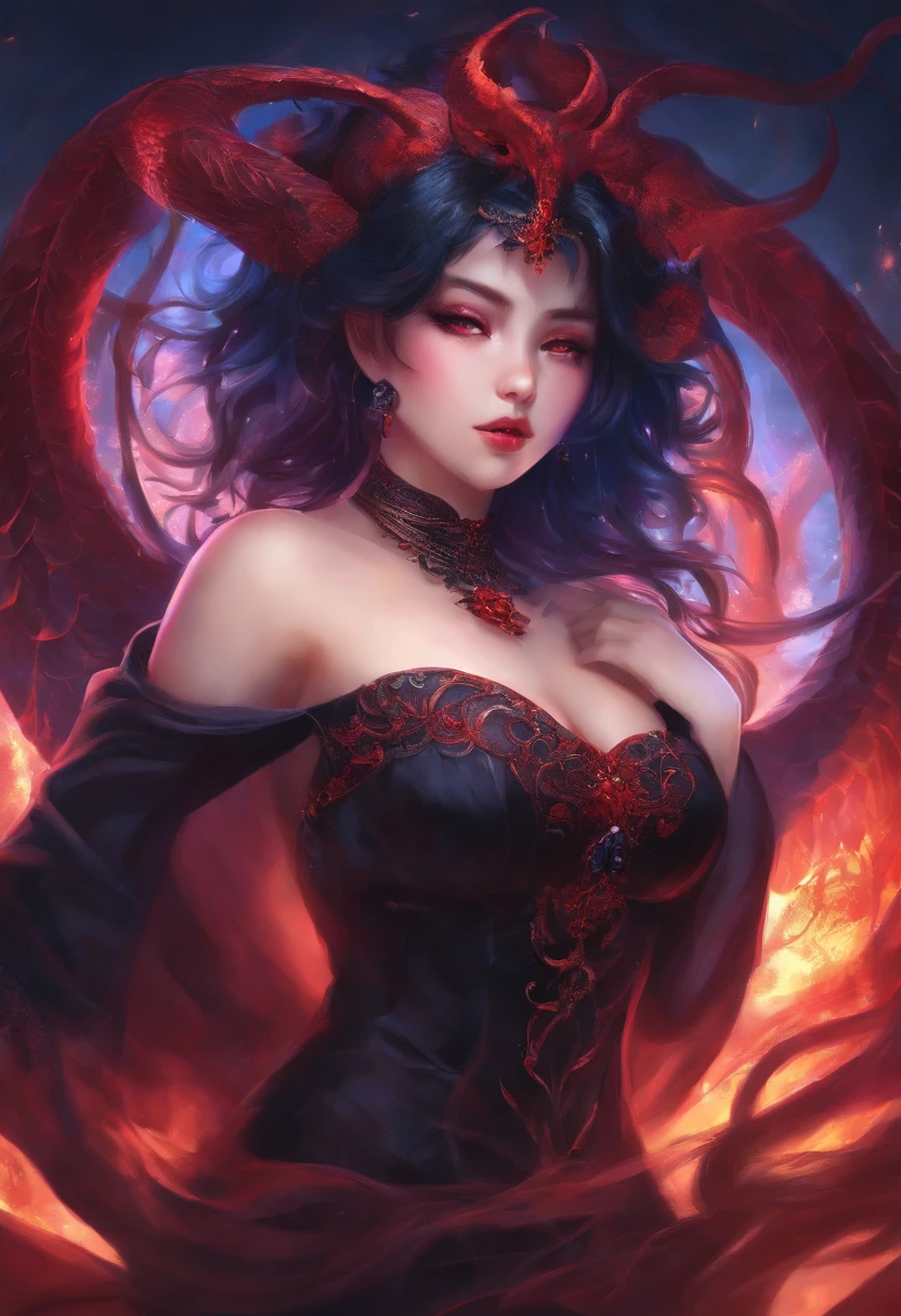 anime, girl, curvy, demon
