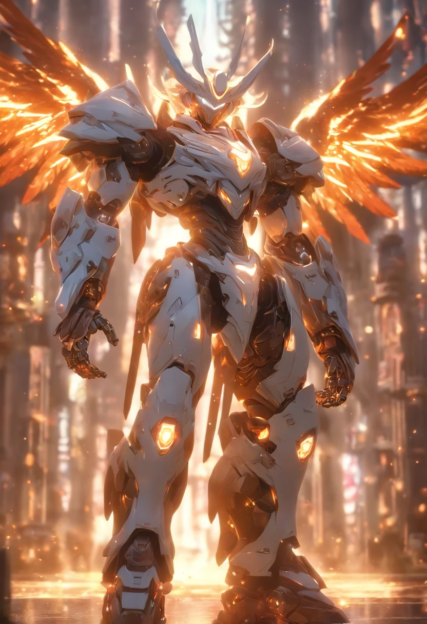 (Full body shot:1.4),(Wide Angle Shot), (Intricate details:1.4), (Masterpiece) , ((Anime Robot, Beautiful White Skin Golem, Angel, 1boy, Magic)), (Perfect Aesthetic Eyes:1.3) , (Detailed Eyes) , (Halo) , (Elden ring:1.4), (Wings:1.3), Glowing, Twintails Hair, Multicolored Hair, (Anatomically Correct Body:1.4) , Angry, (Perfect Face), Saenyo Ancalagon Majestic Guardian Knight | Ultra Detailed Robotic Armor | Cinematic Lighting | Intricate filigree metal design | 16k | Unreal Engine 5 | Octane Render | 3d, (anatomically correct :1.4), (Ultra Detailed, Fantasy Background, Blush, Solo, Fightning Stance), (magic circle:1.3), Lightning Effect, (Ray Tracing), Show Your Ability A.I., (Glowing Eyes) , (Particles Glowing) , 16k Wallpaper, Robot Female, Trending on Pintrest, By Nimox AI, UHD