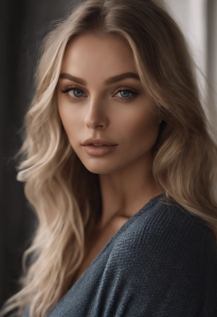 Femme Arafed en entier , fille sexy aux yeux bleus, ultra realist, Meticulous details, Portrait Sophie Mudd, cheveux blonds et grands yeux,maquillage leger, maquillage naturel, looking straight at camera, Visage avec Artgram, maquillage fin, Superbe plan complet, corps entier, gros seins , joli posterieur