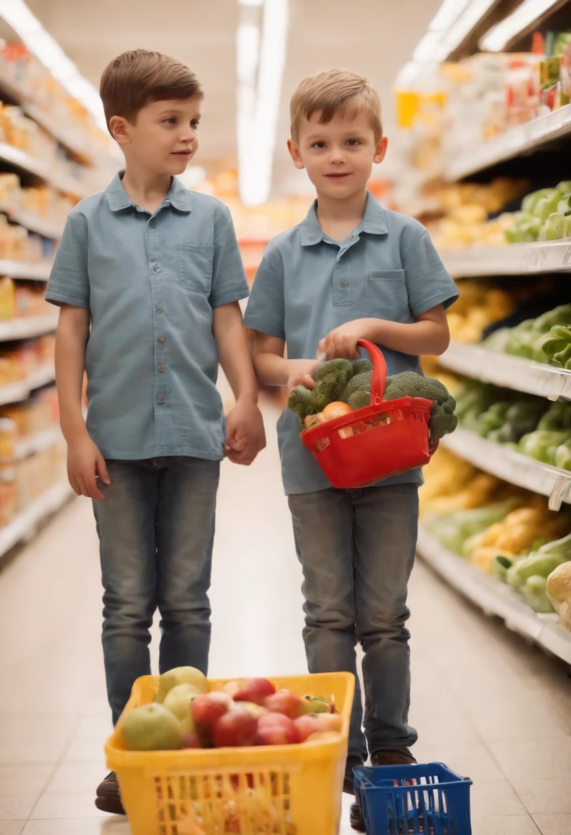 Two naked Men at a grocery store