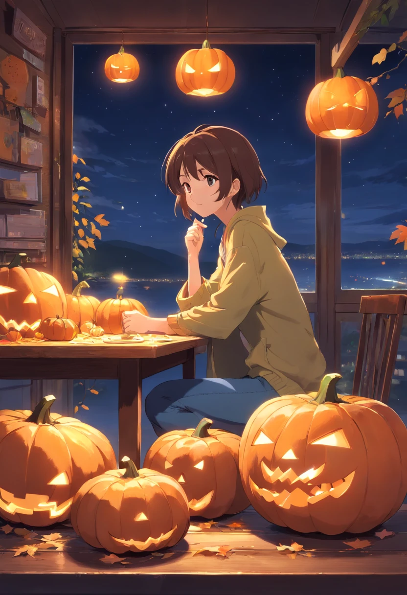 Secret Treasure,walls,The table,Night,vhorrified、pumpkins