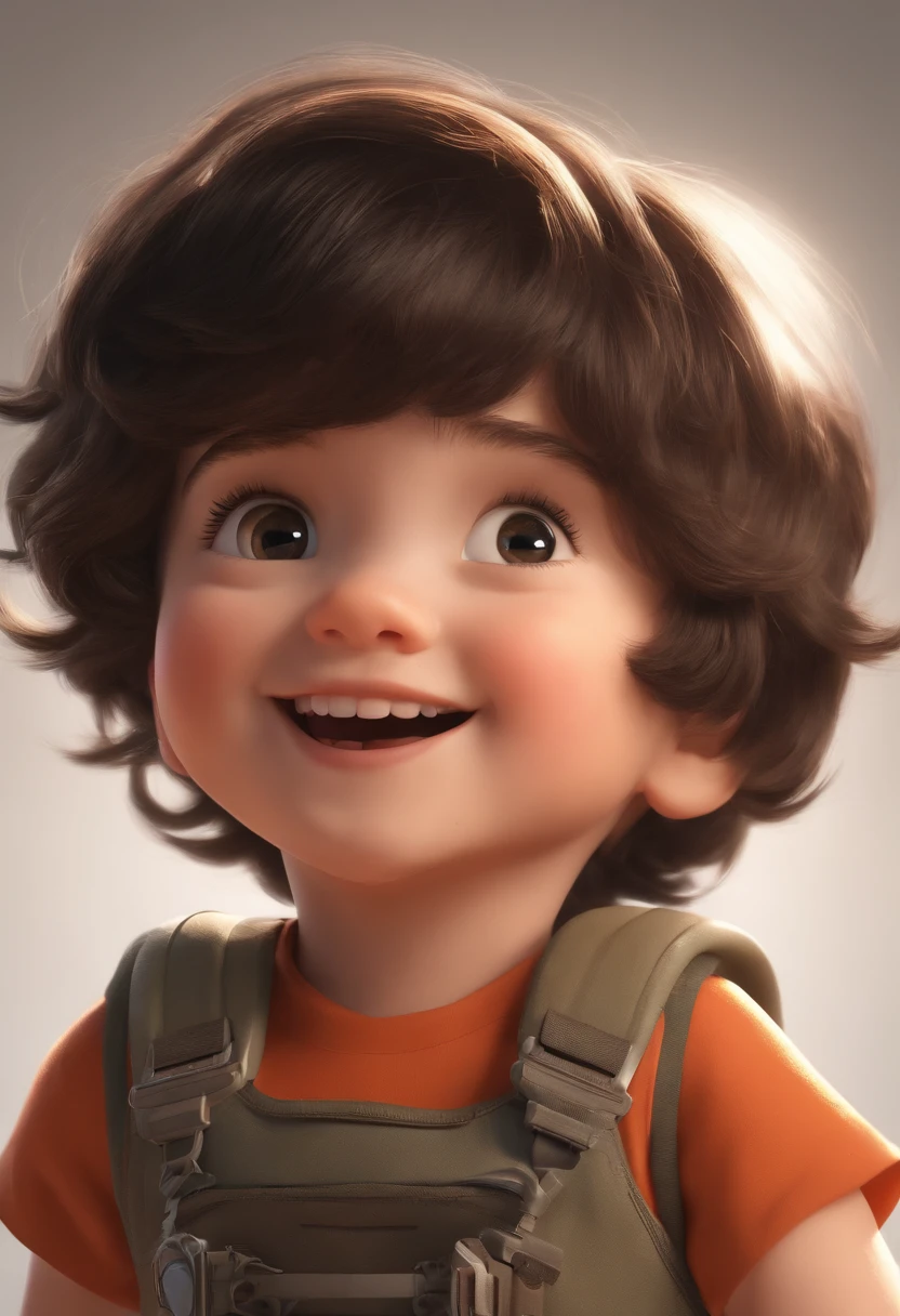 a happy cute  standing short hair, vestindo uma fantasia espacial, , fundo branco, barnet, toon, estilo pixar, 3d, desenhos animados, rosto detalhado, asymmetrical 16k